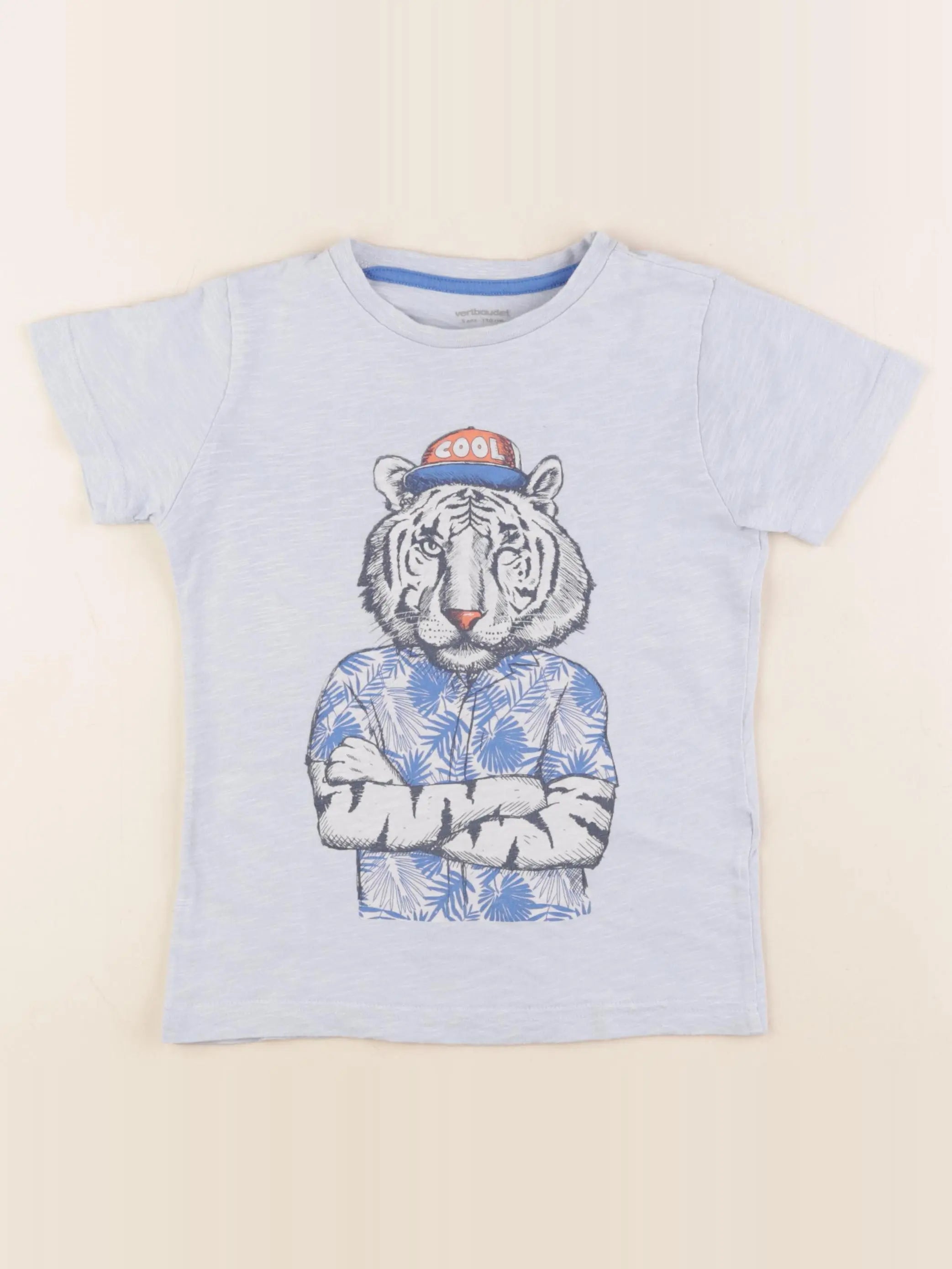 Vertbaudet - tee-shirt bleu - 5 ans