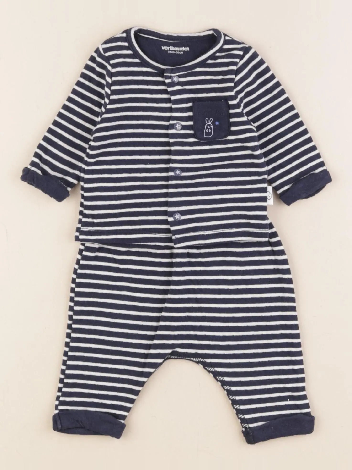 Vertbaudet - ensemble bleu - 1 mois