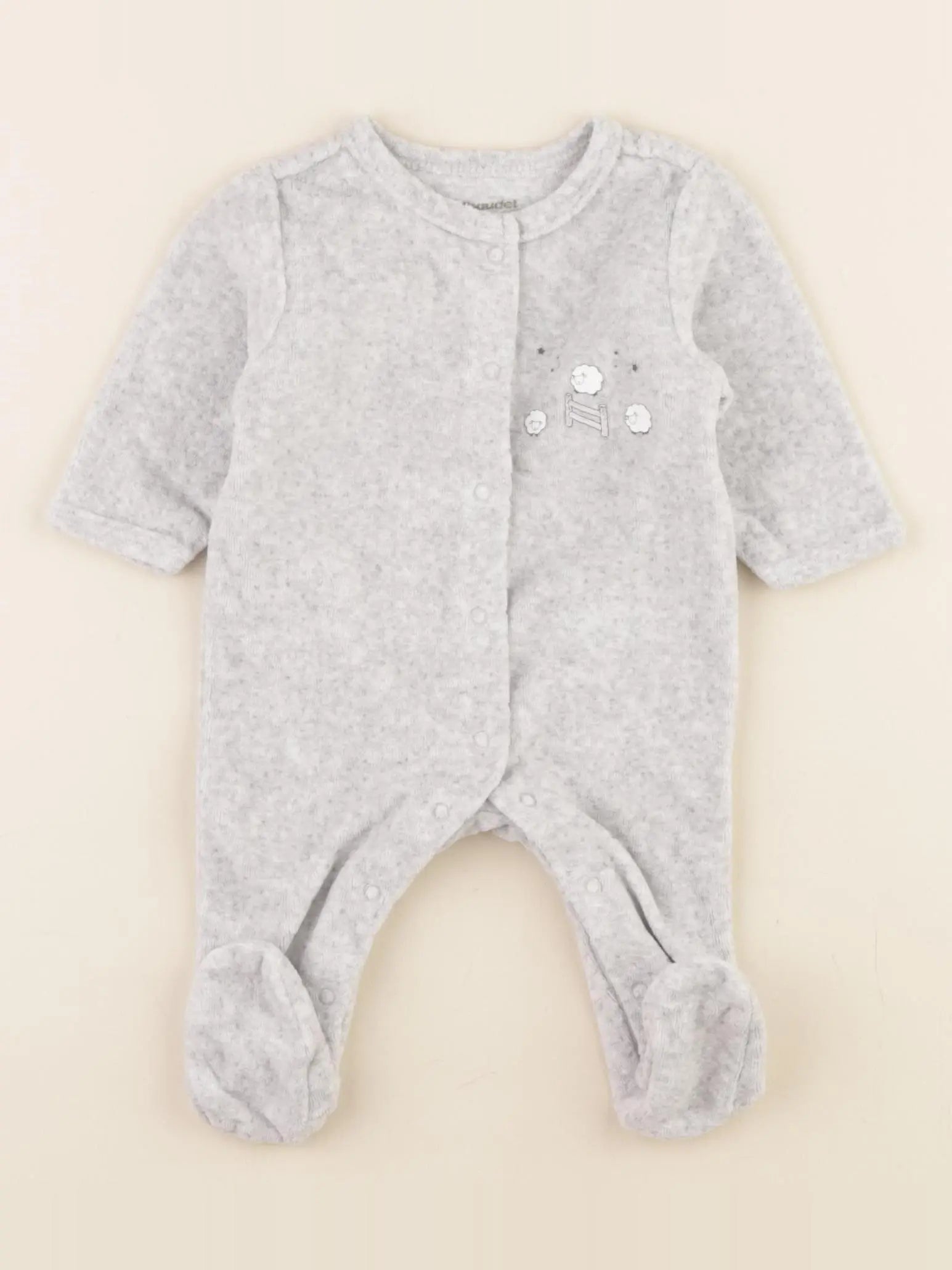 Vertbaudet - pyjama velours gris - 1 mois