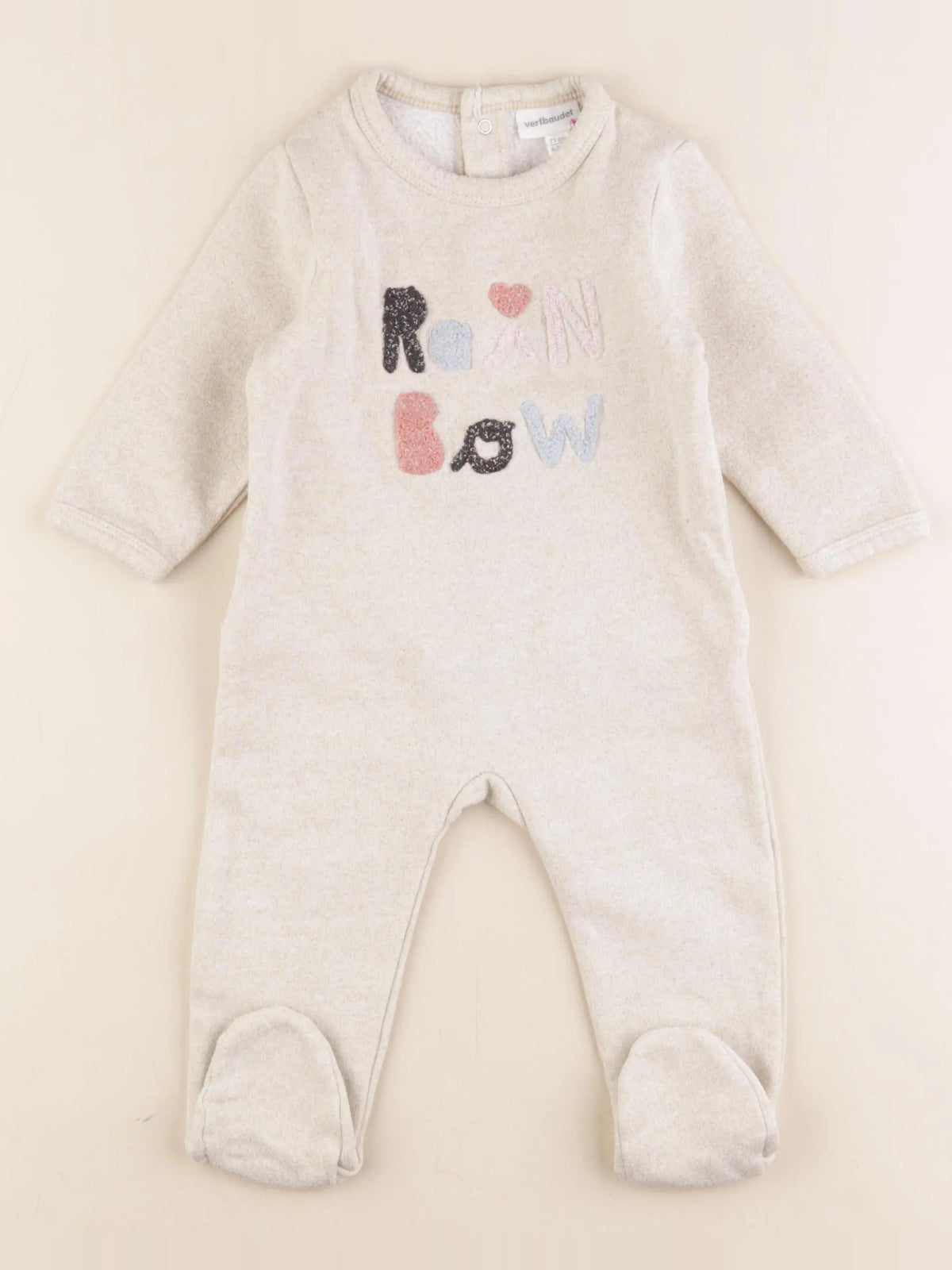 Vertbaudet - pyjama coton beige, or - 6/9 mois