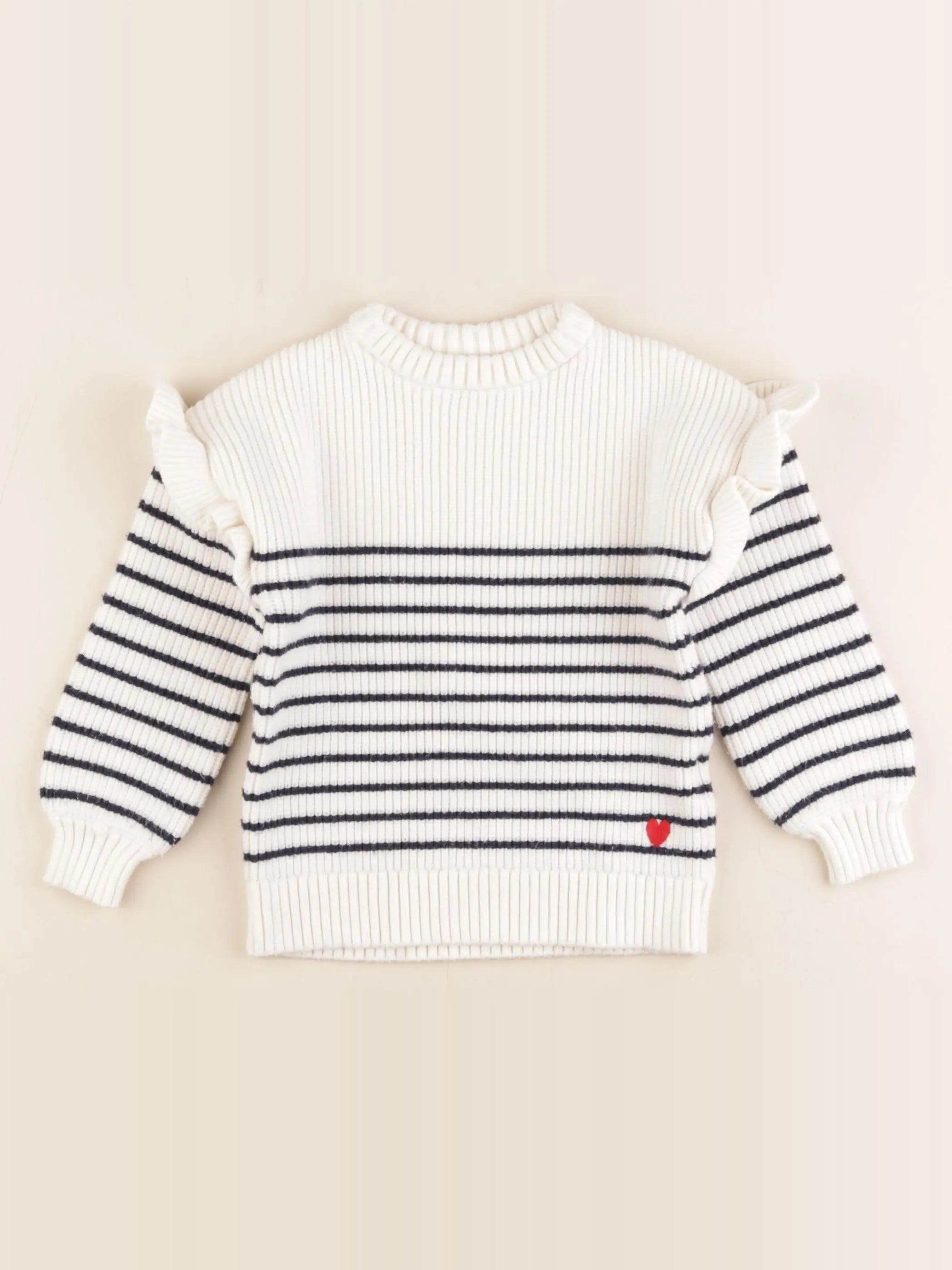 Vertbaudet - pull blanc, bleu - 4 ans