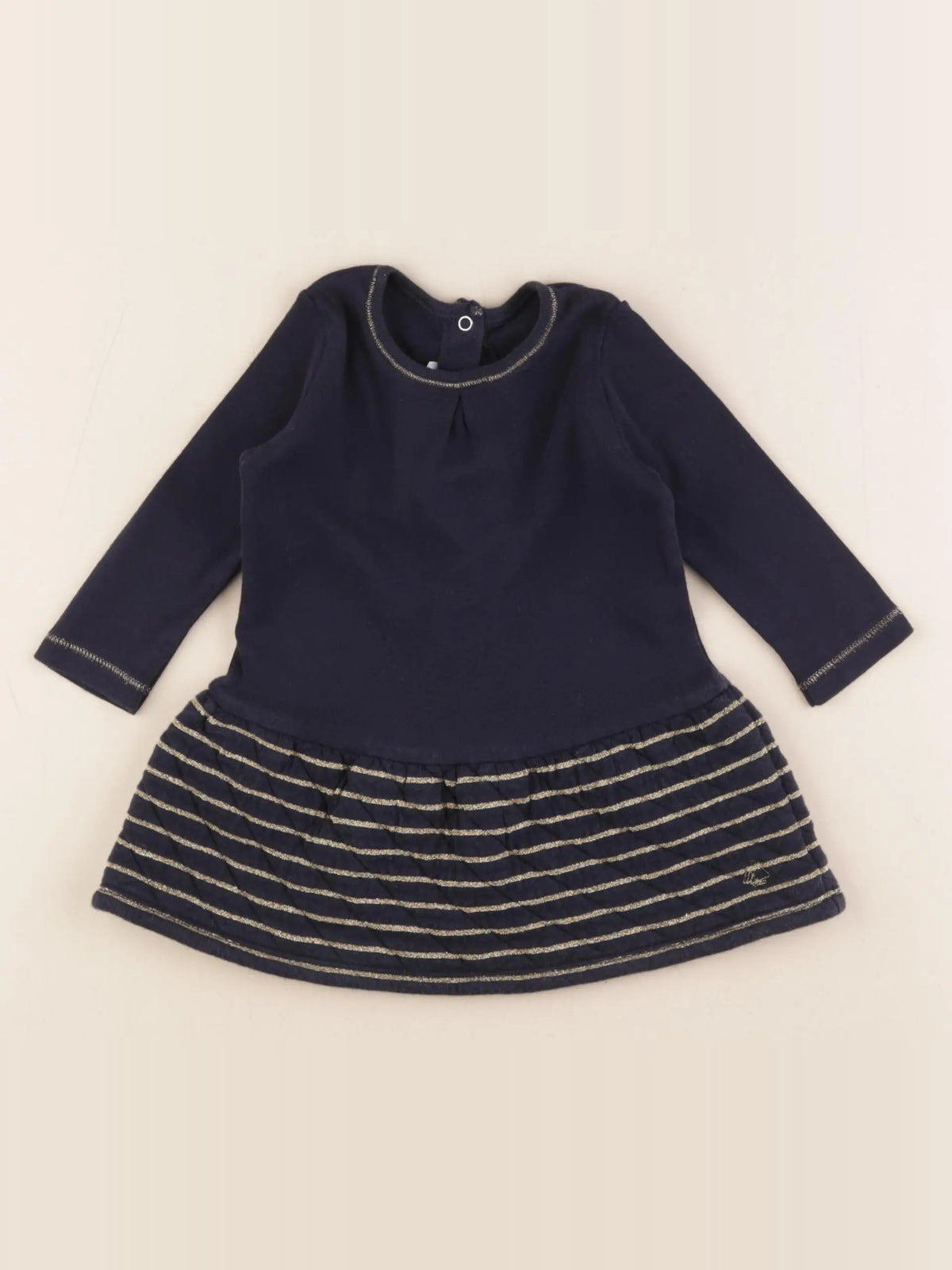 Petit Bateau - robe bleu, or - 6 mois