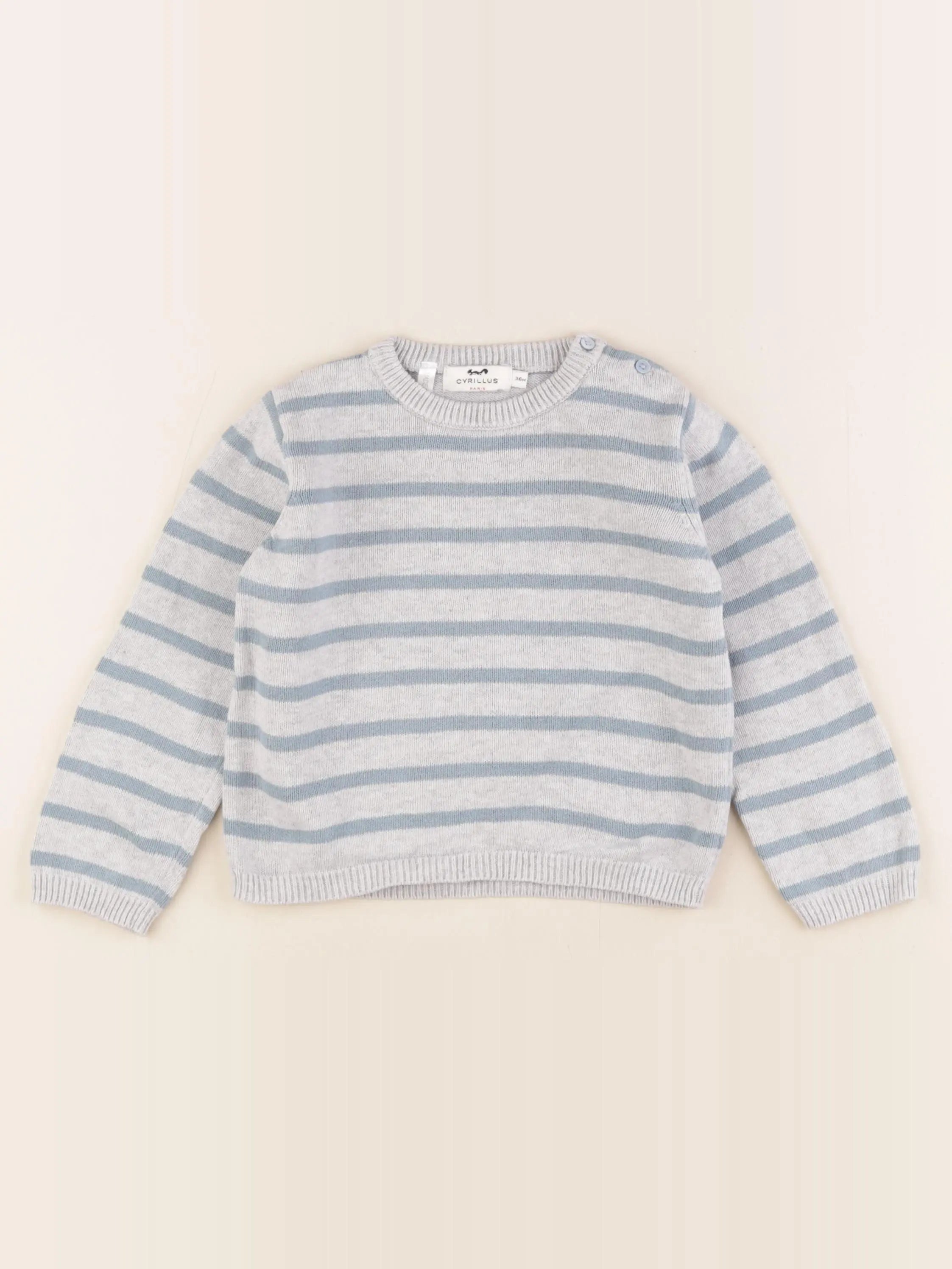 Cyrillus - pull bleu, gris - 36 mois