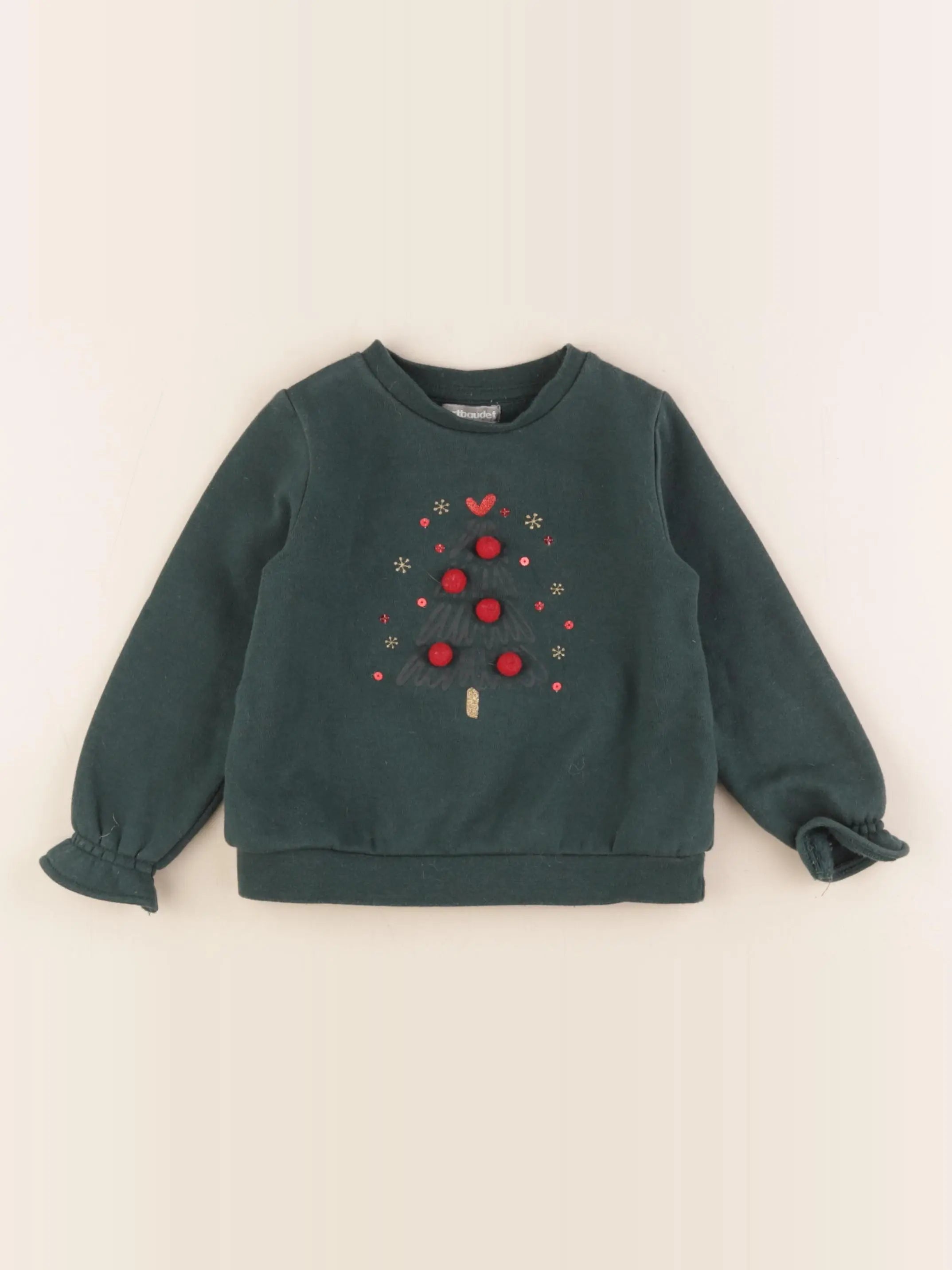 Vertbaudet - sweat vert - 2 ans