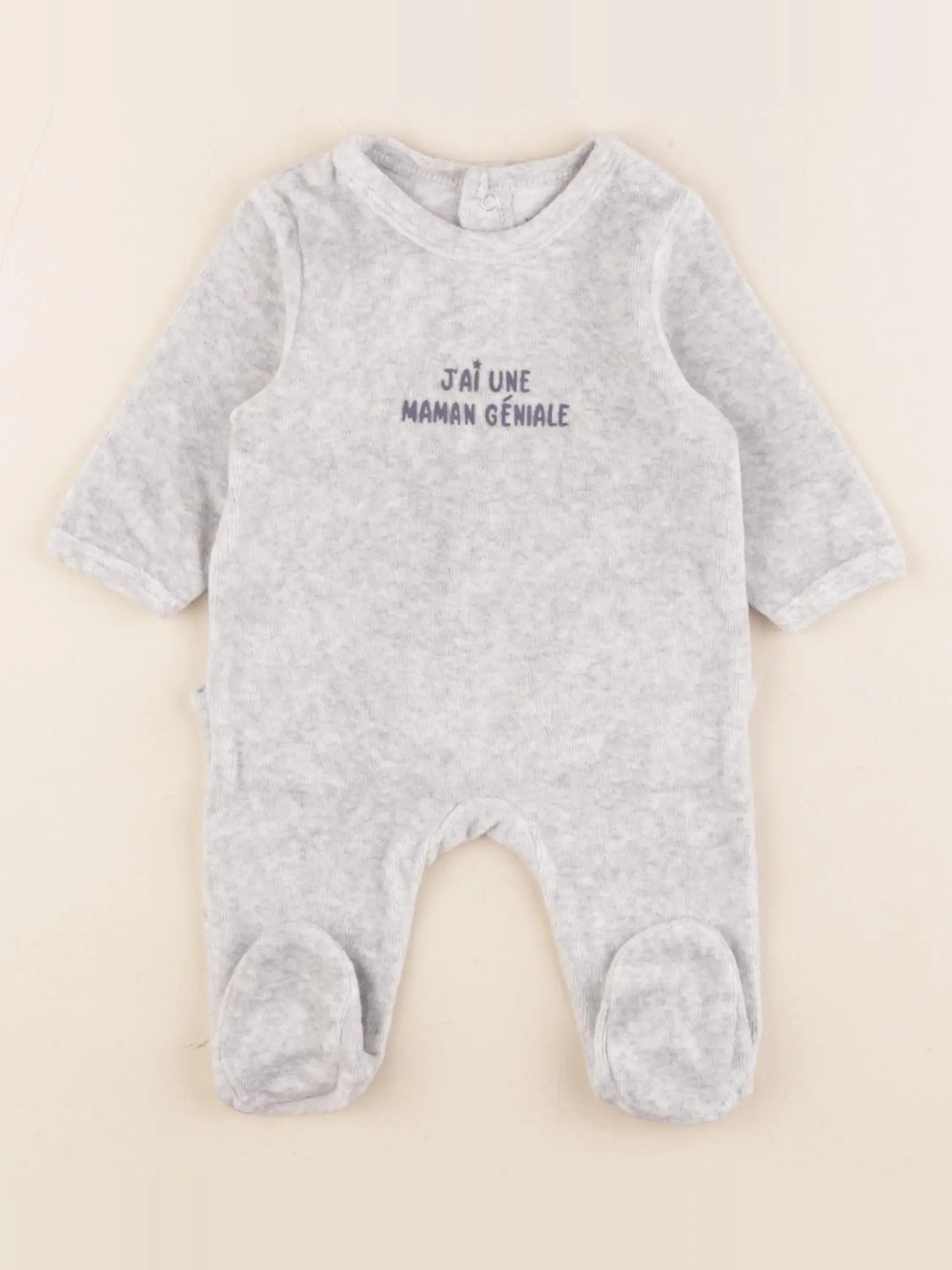 Vertbaudet - pyjama velours gris - 1 mois