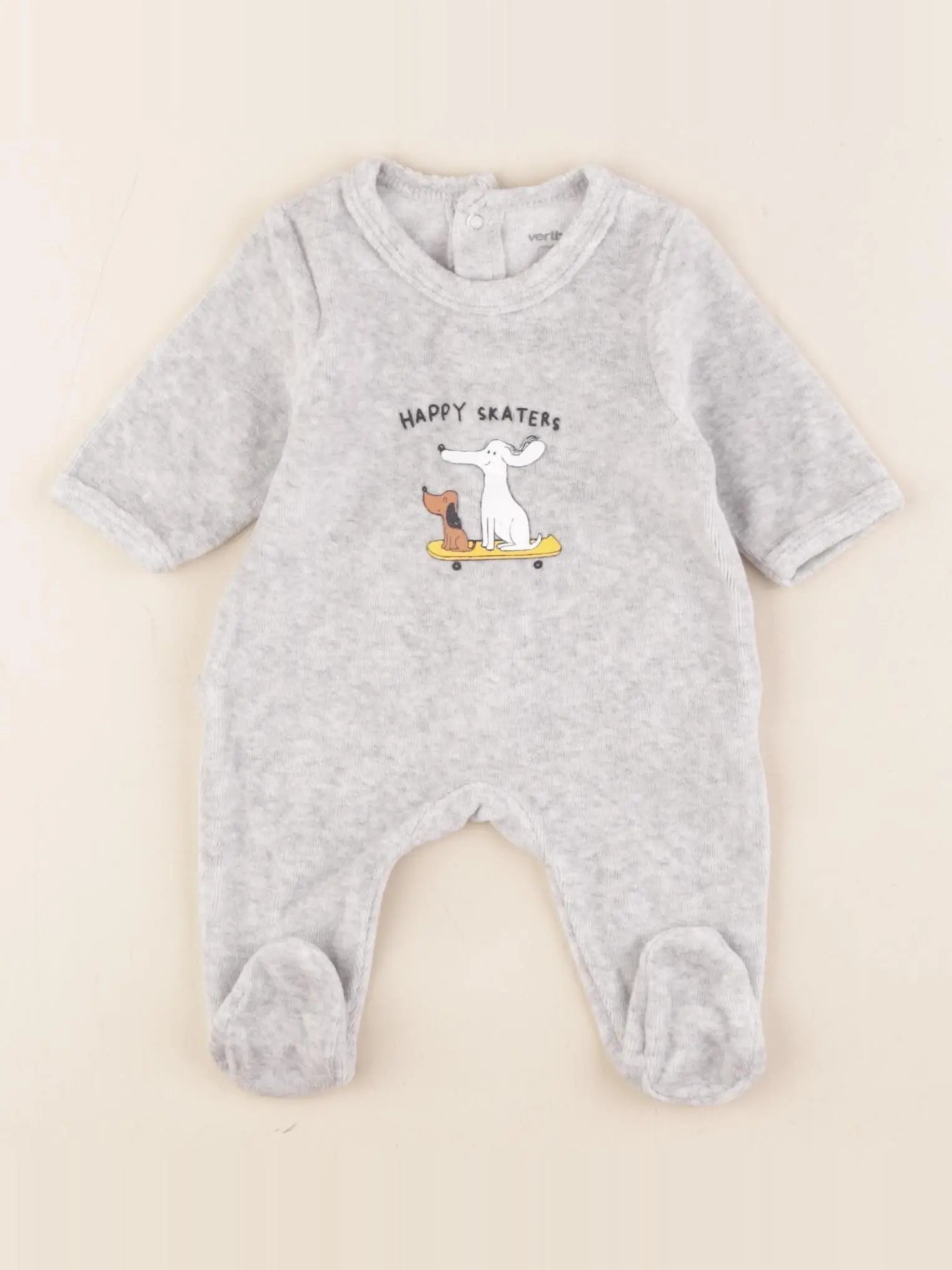 Vertbaudet - pyjama velours gris - 0 mois