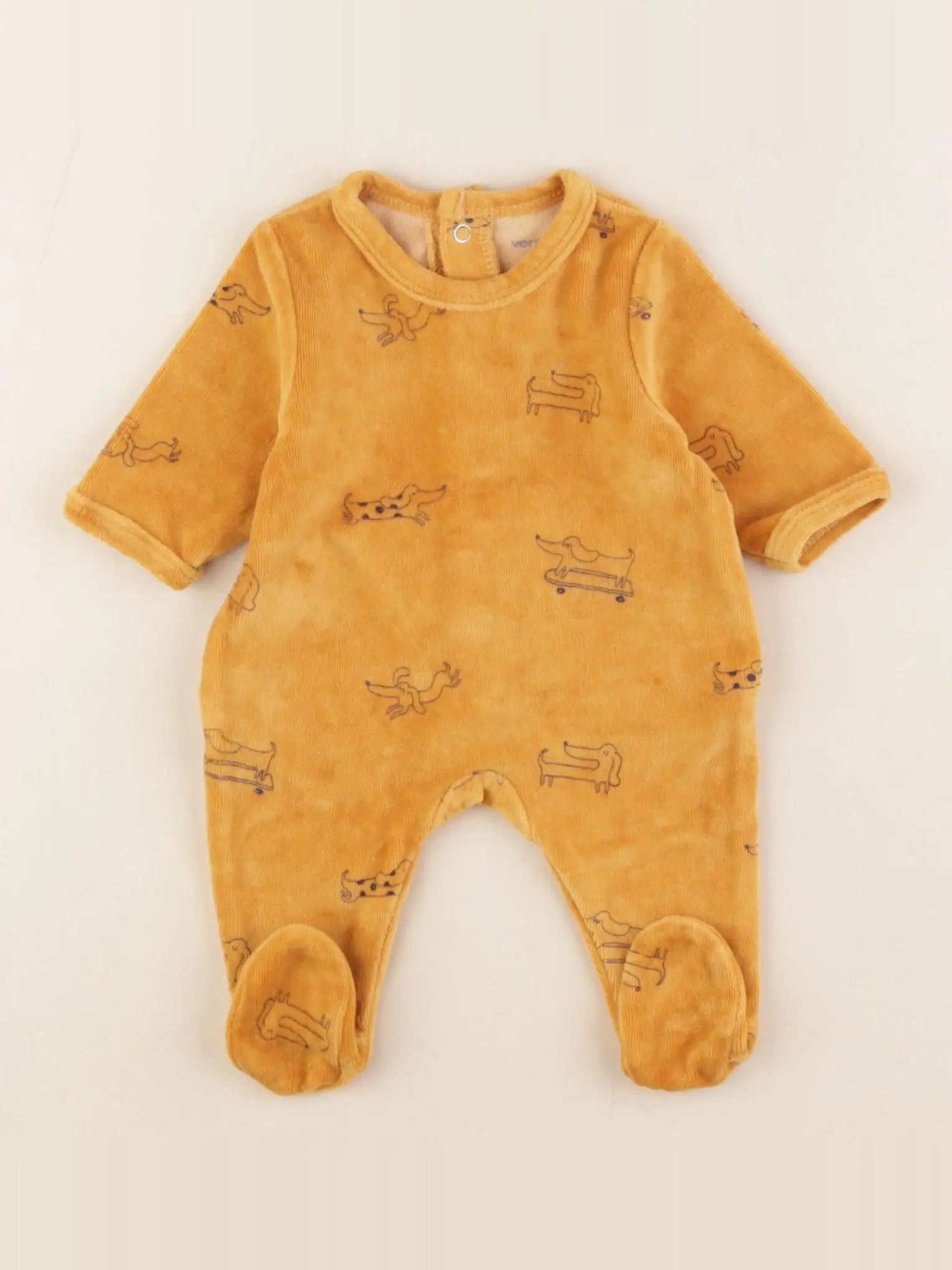 Vertbaudet - pyjama velours jaune - 0 mois