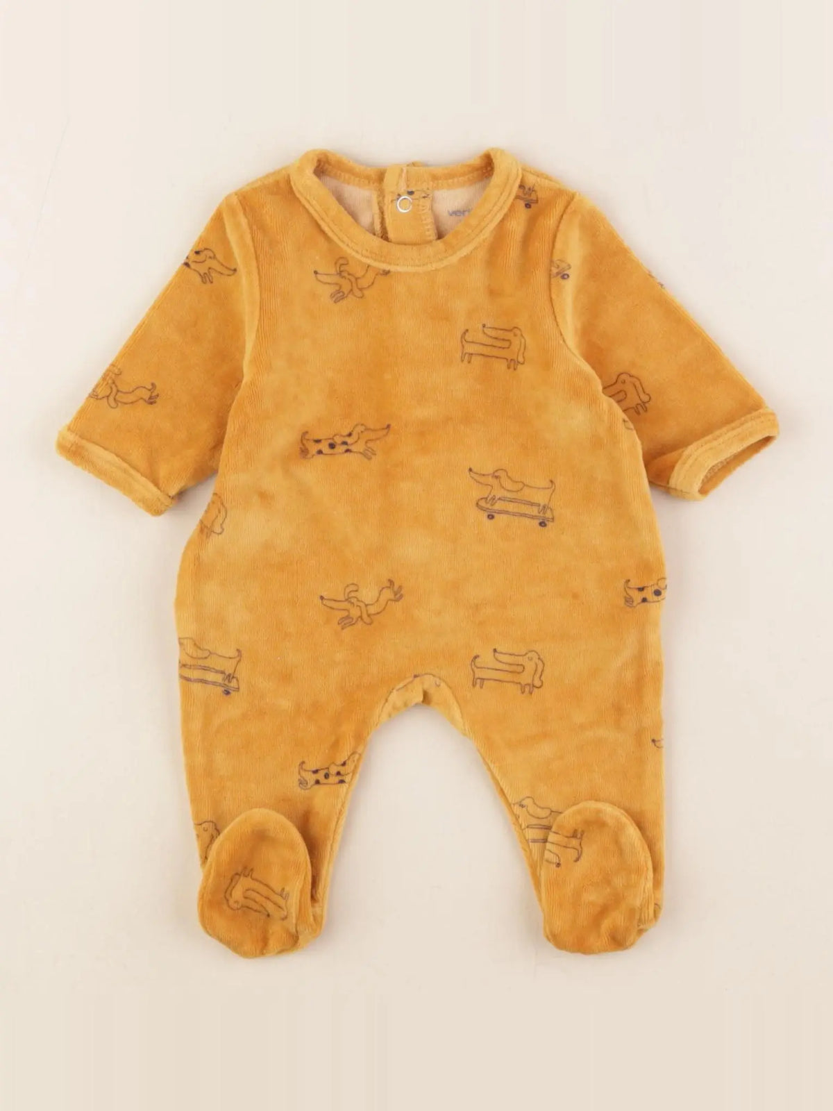 Vertbaudet - pyjama velours jaune - 0 mois