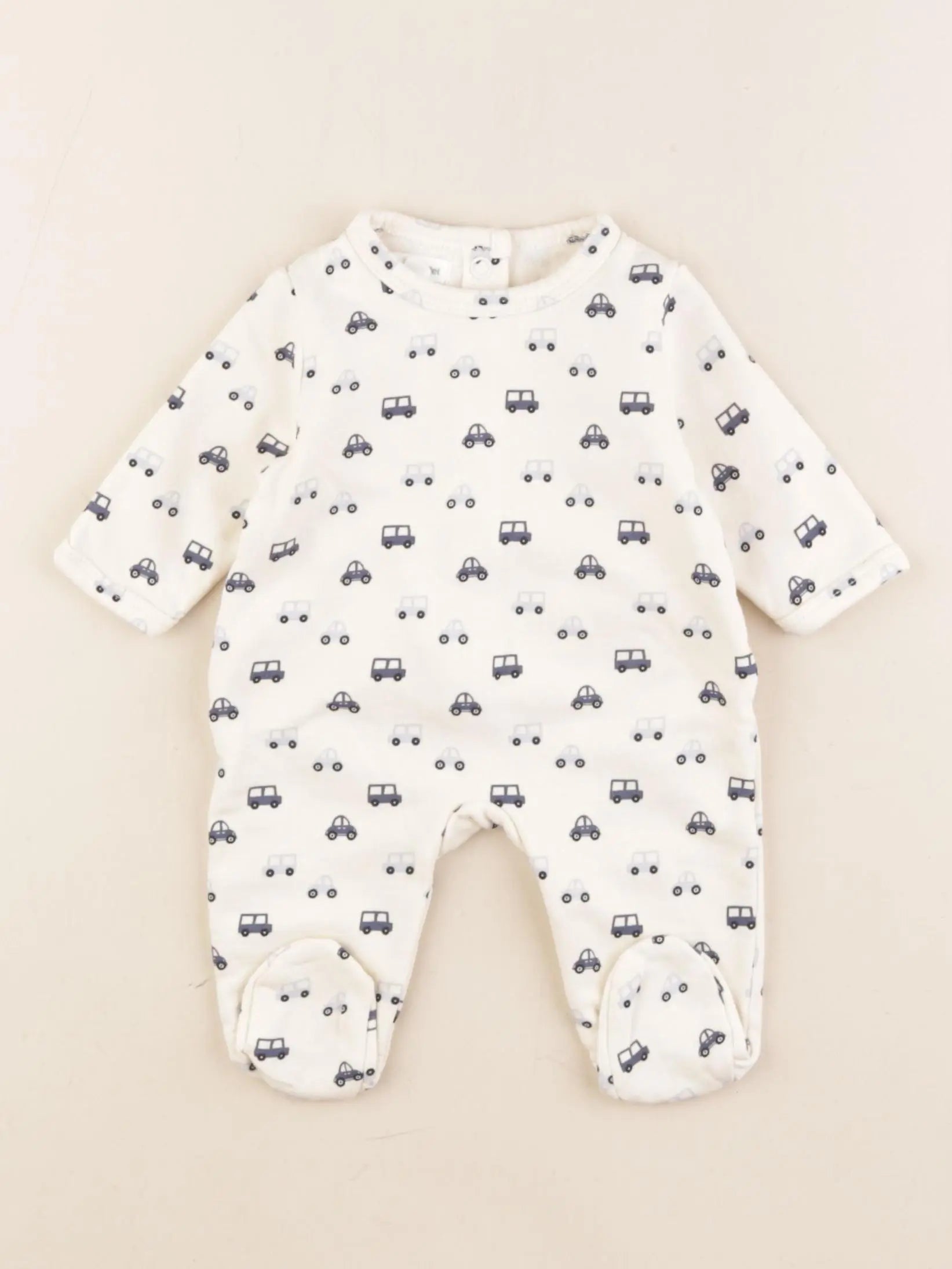 Vertbaudet - pyjama coton beige, bleu - 1 mois
