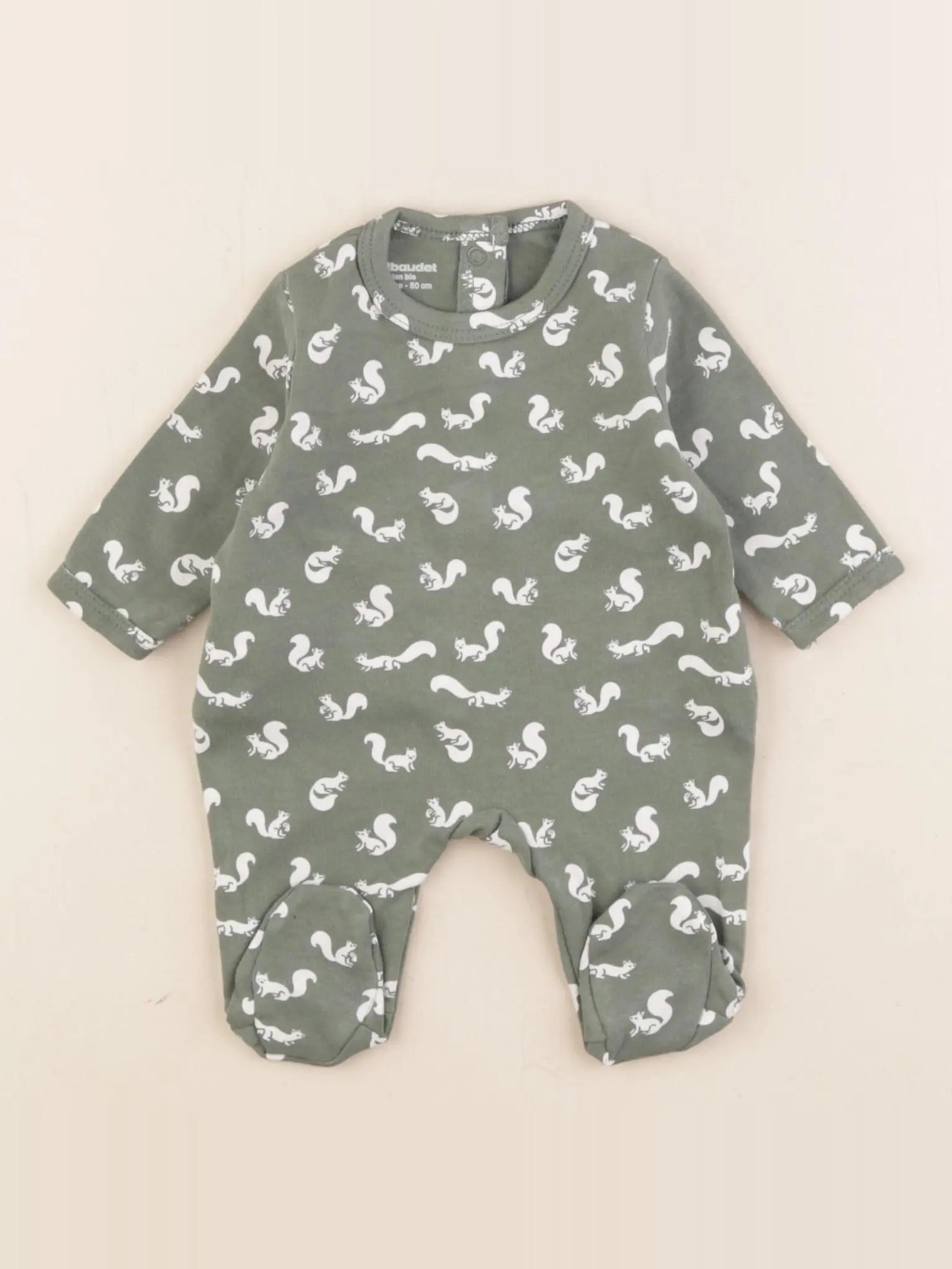 Vertbaudet - pyjama coton vert - 0 mois