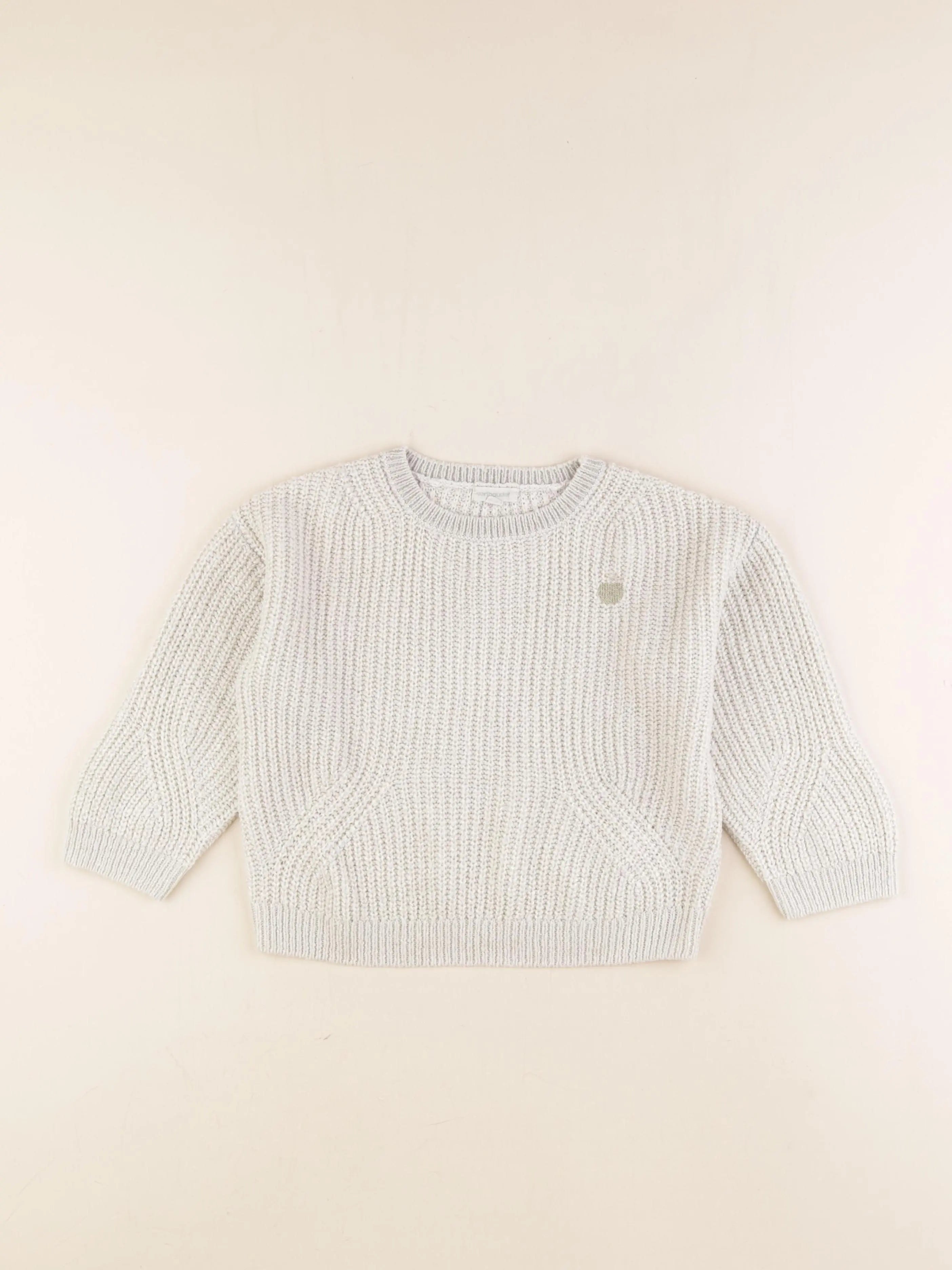 Vertbaudet - pull blanc, or - 6 ans