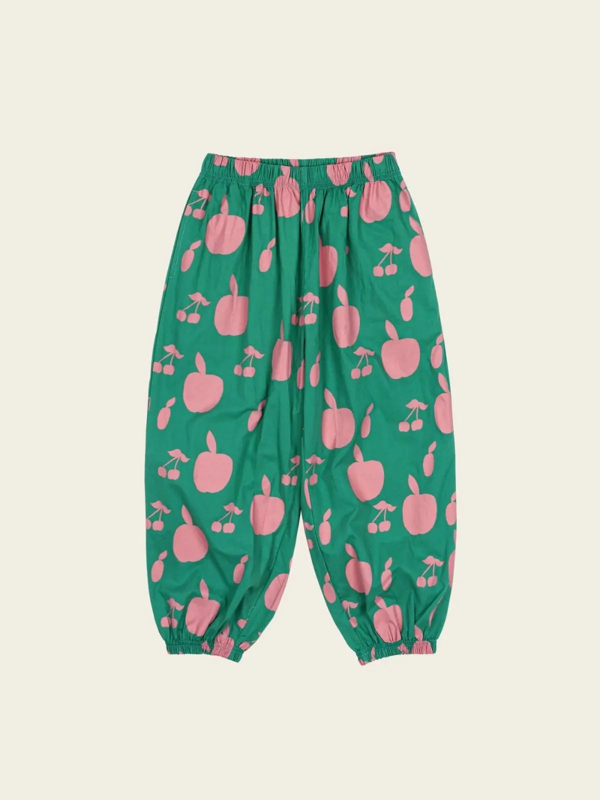Pantalon vert, rose