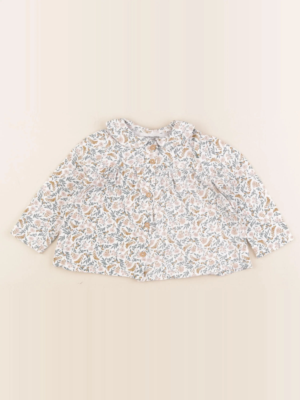 Vertbaudet - tee-shirt blanc, marron - 18 mois