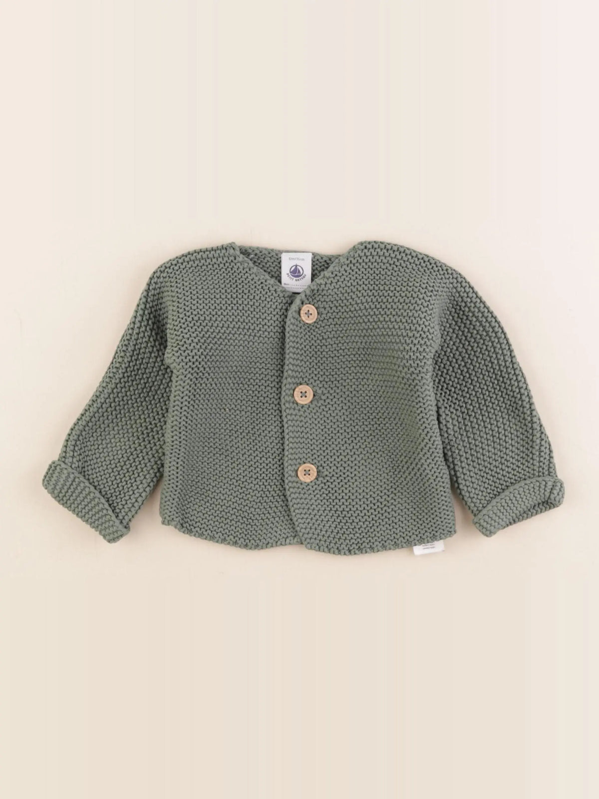Petit Bateau - gilet vert - 12 mois
