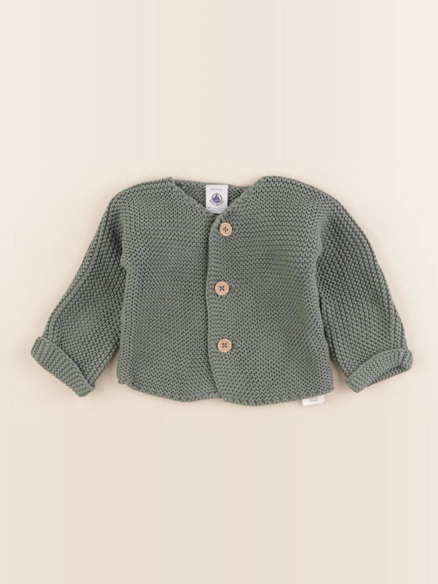Petit Bateau - gilet vert - 12 mois