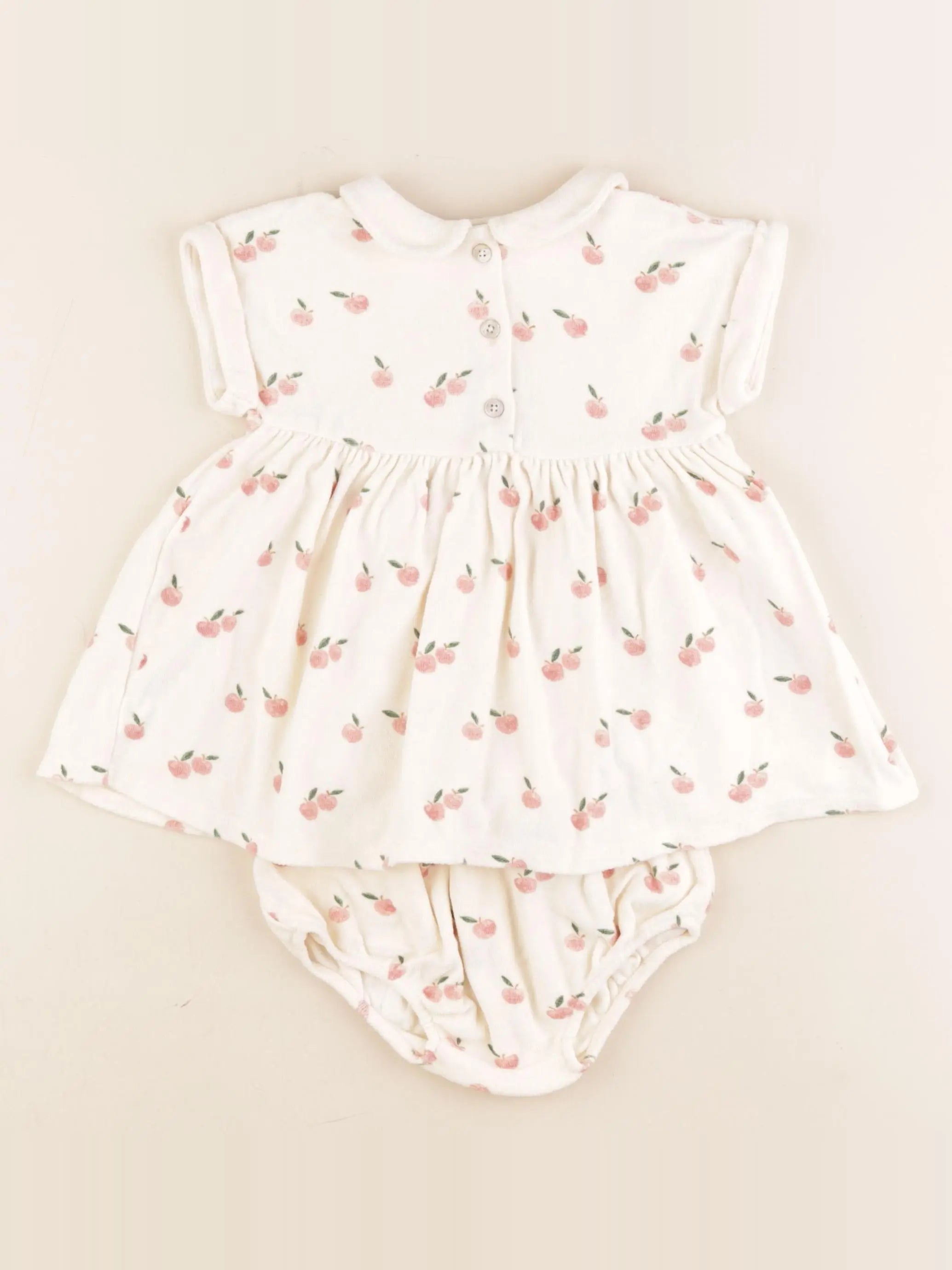 Natalys - robe éponge beige, rose - 9 mois