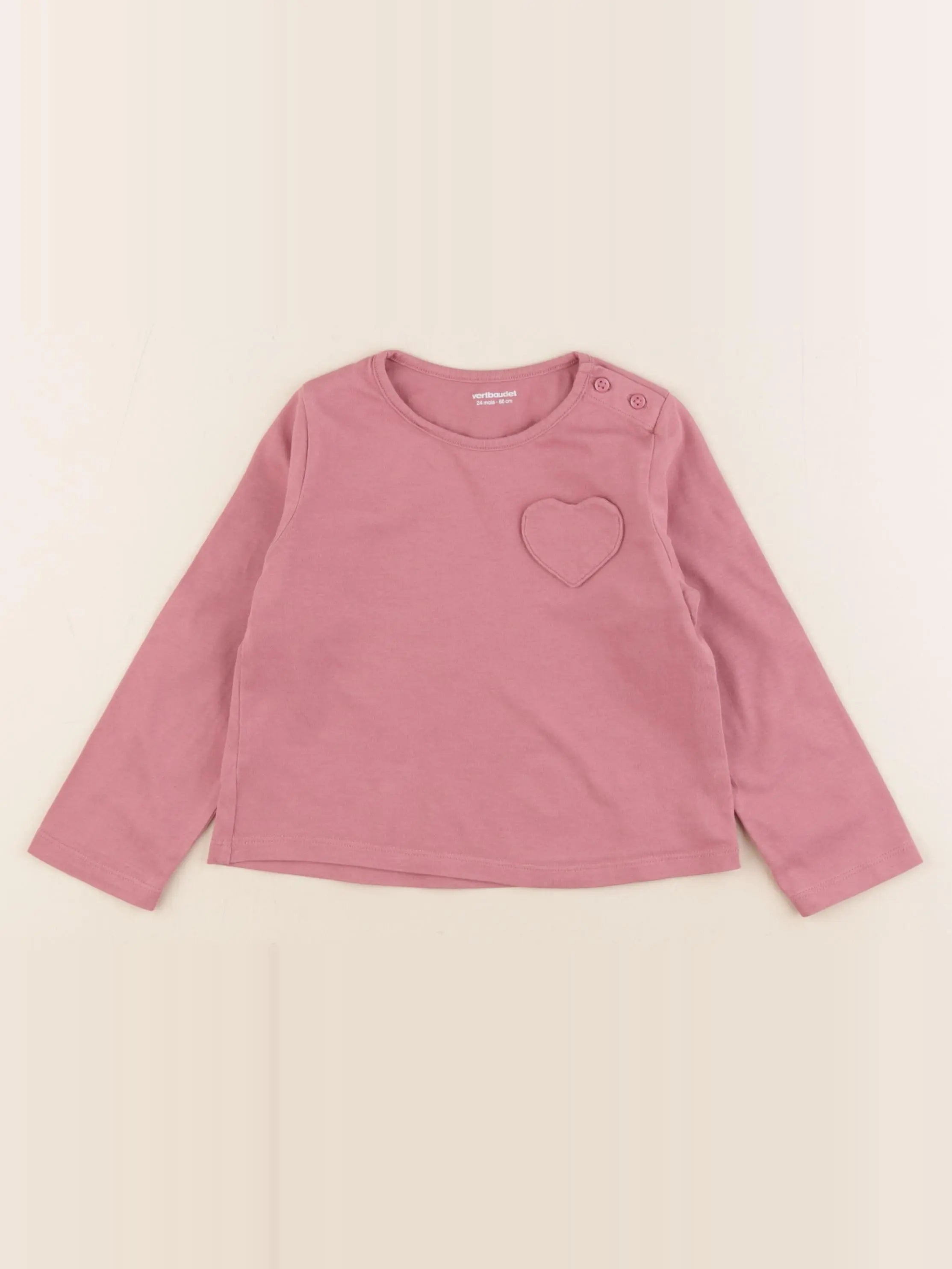 Vertbaudet - tee-shirt rose - 24 mois