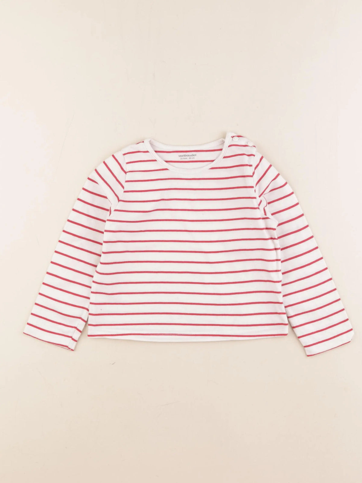 Vertbaudet - tee-shirt blanc, rouge - 24 mois