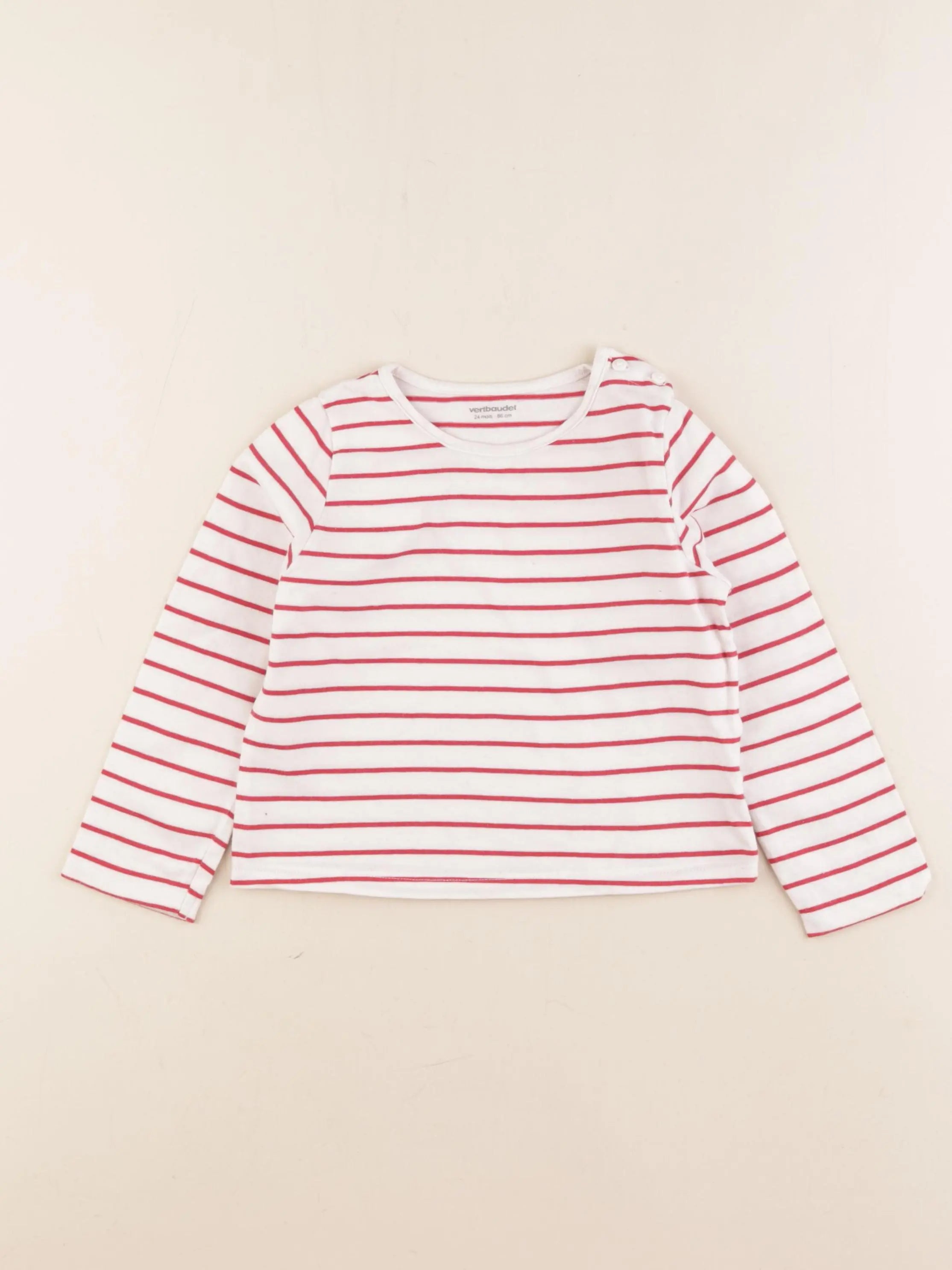 Vertbaudet - tee-shirt blanc, rouge - 24 mois
