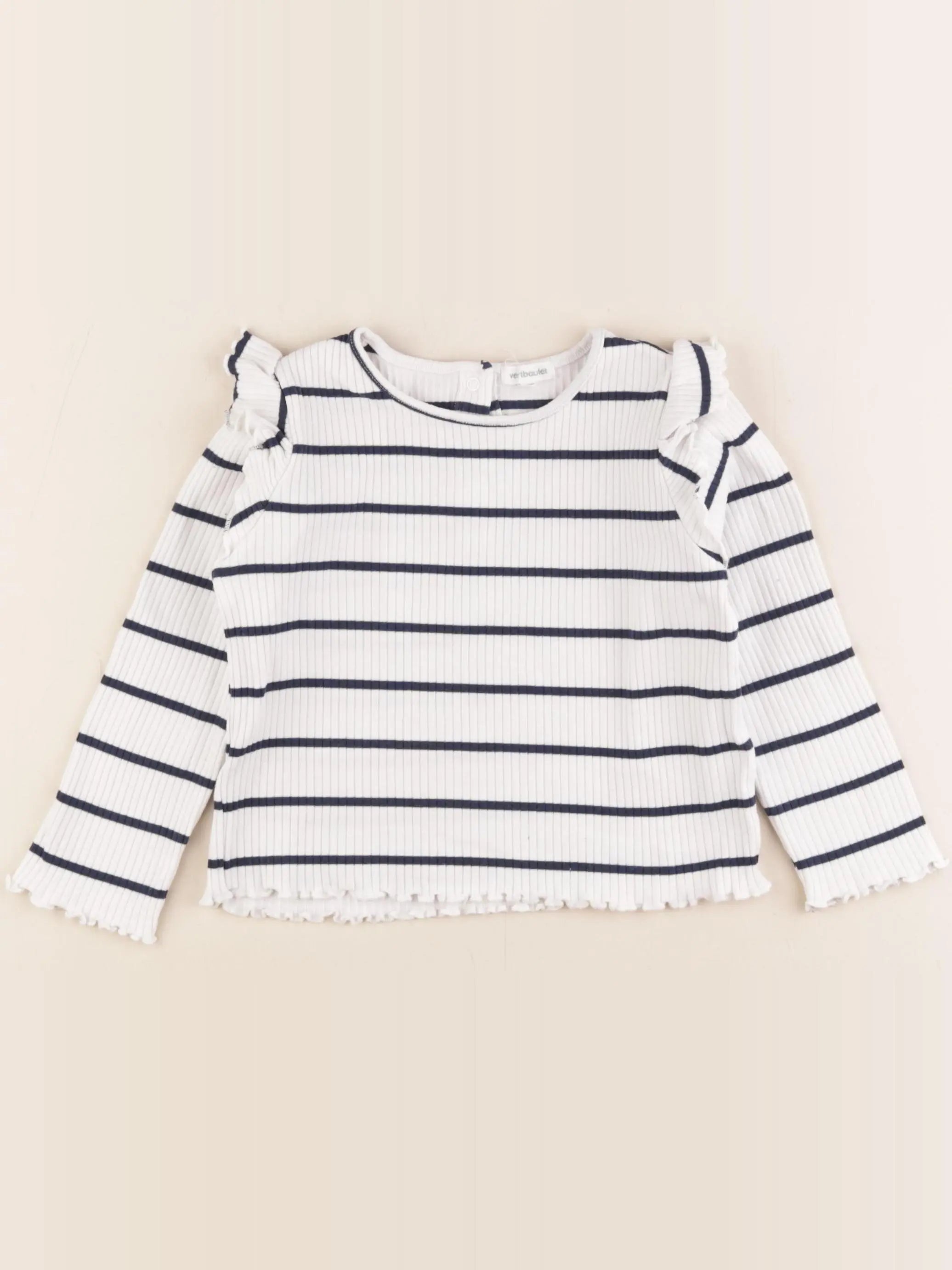 Vertbaudet - tee-shirt blanc, bleu - 2 ans