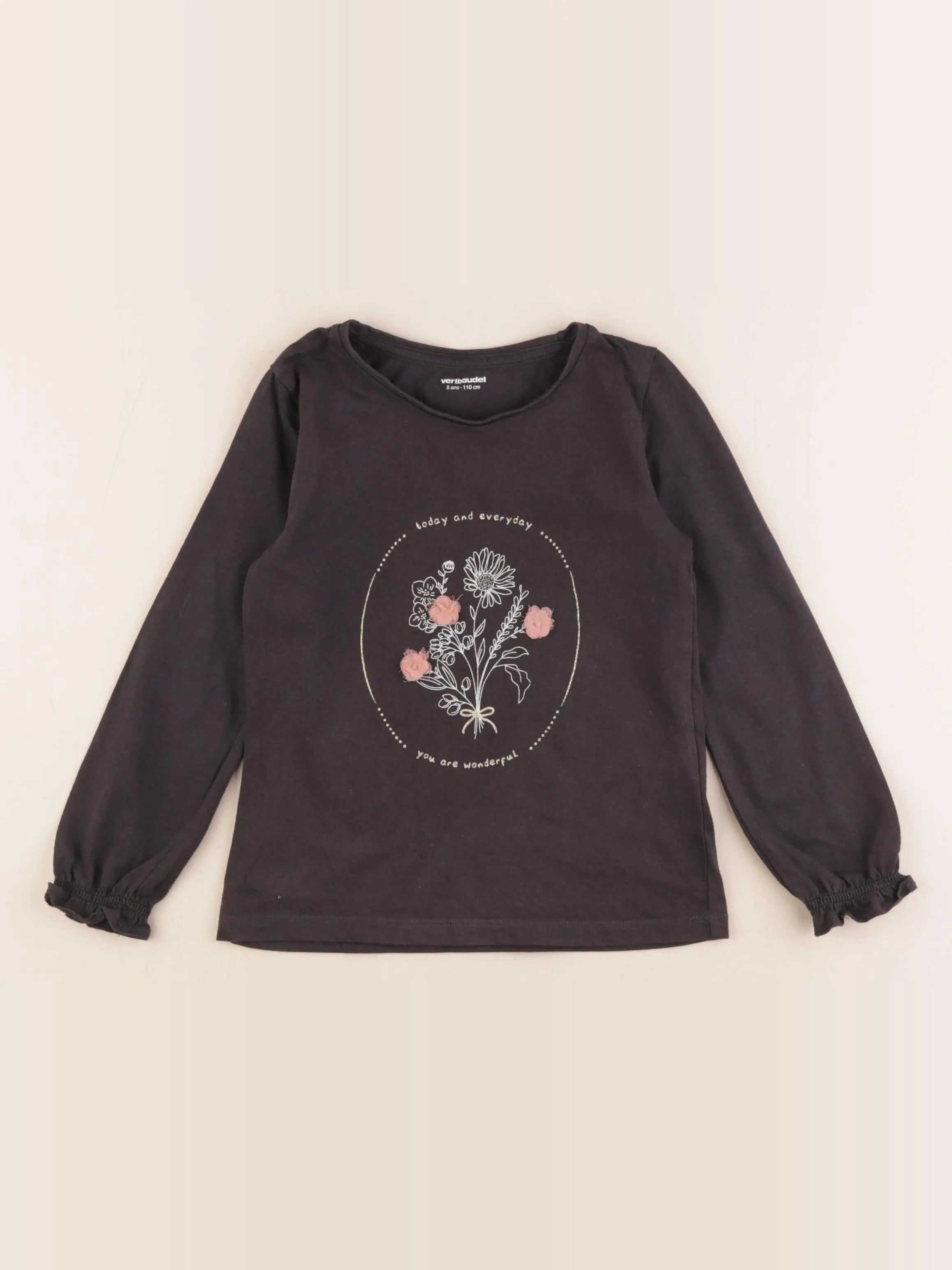 Vertbaudet - tee-shirt or, gris - 5 ans
