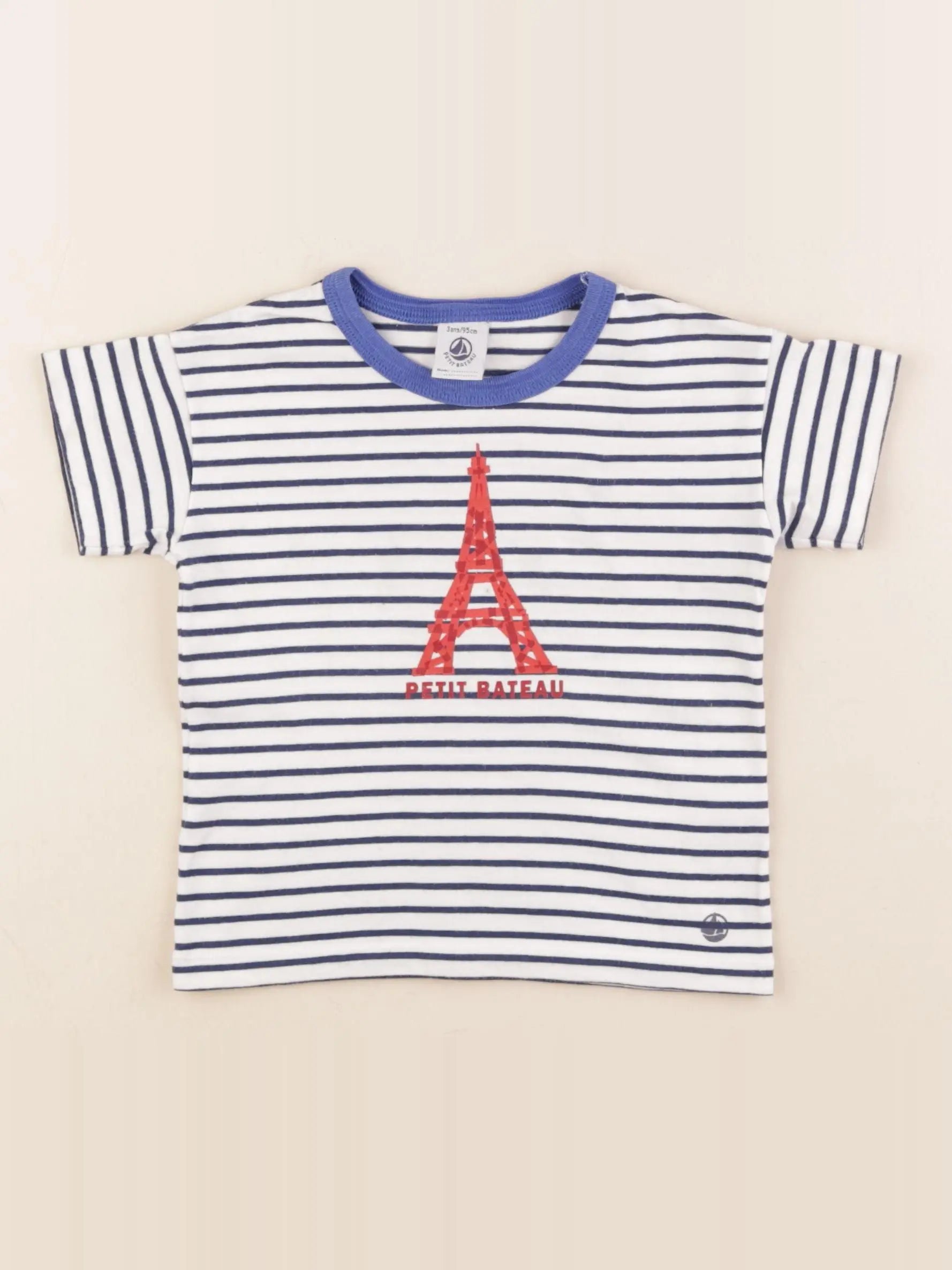 Petit Bateau - tee-shirt bleu, blanc - 3 ans