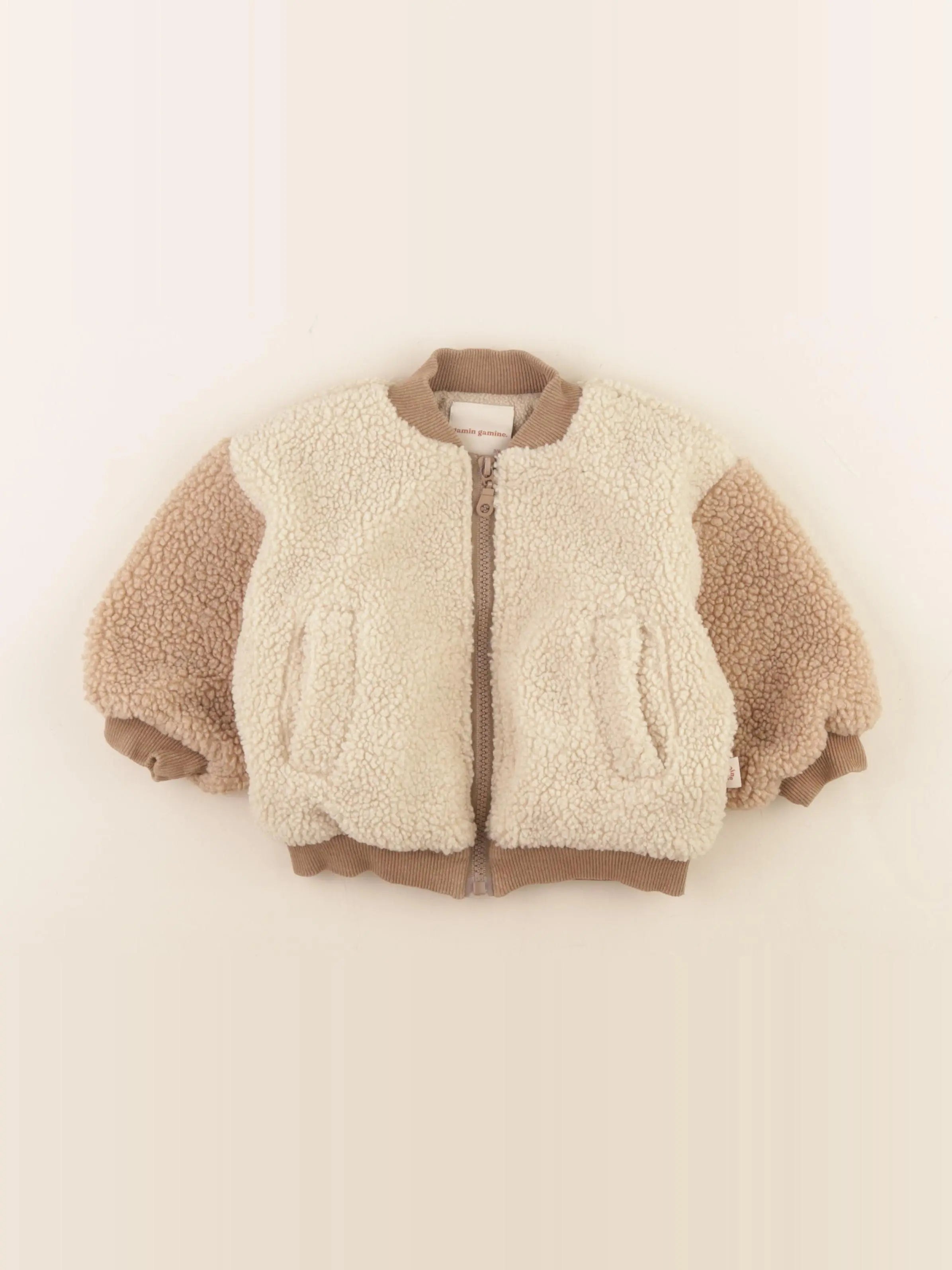 Gamin gamine - veste beige, marron - 3/6 mois