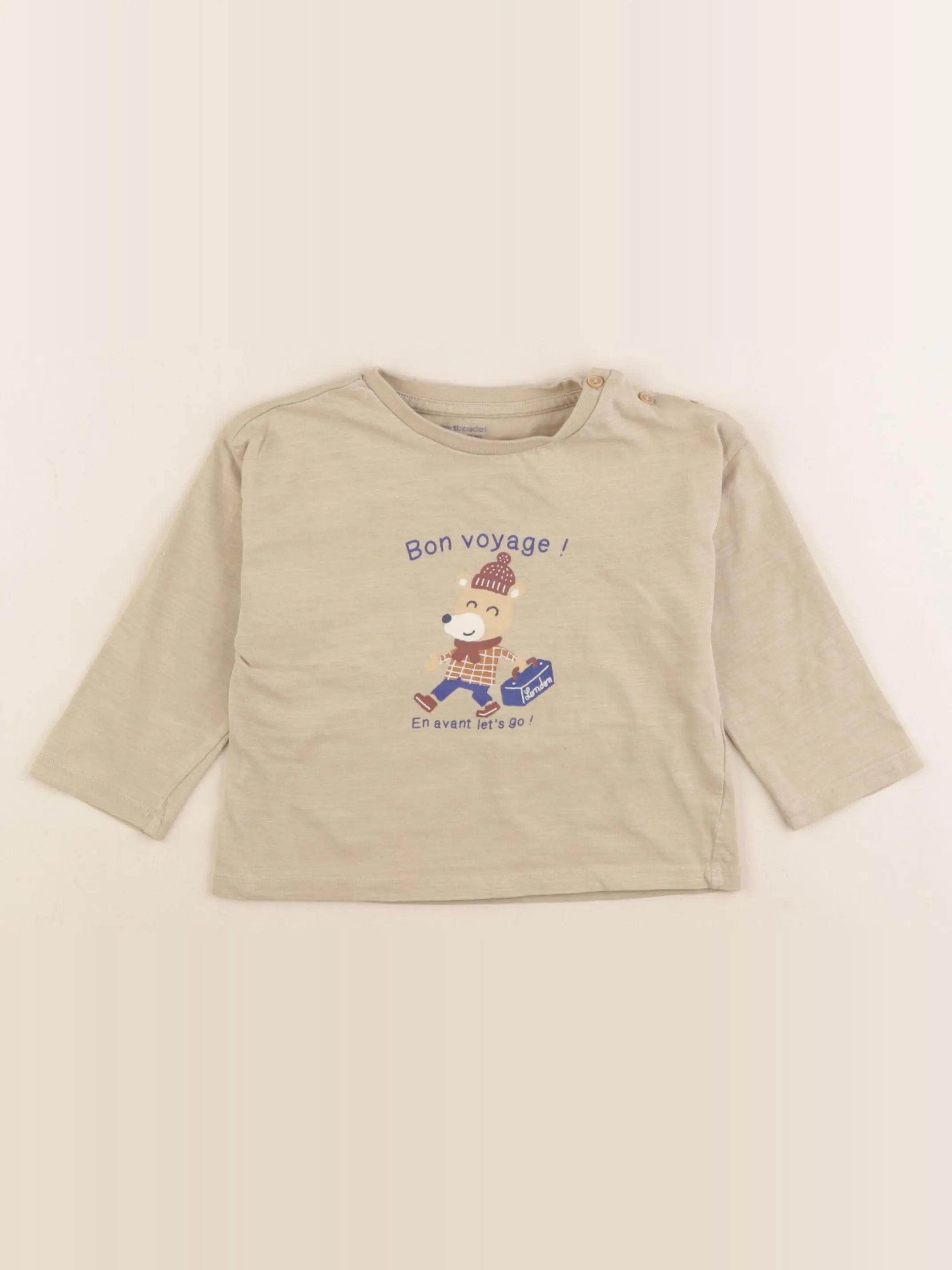 Vertbaudet - tee-shirt beige - 18 mois