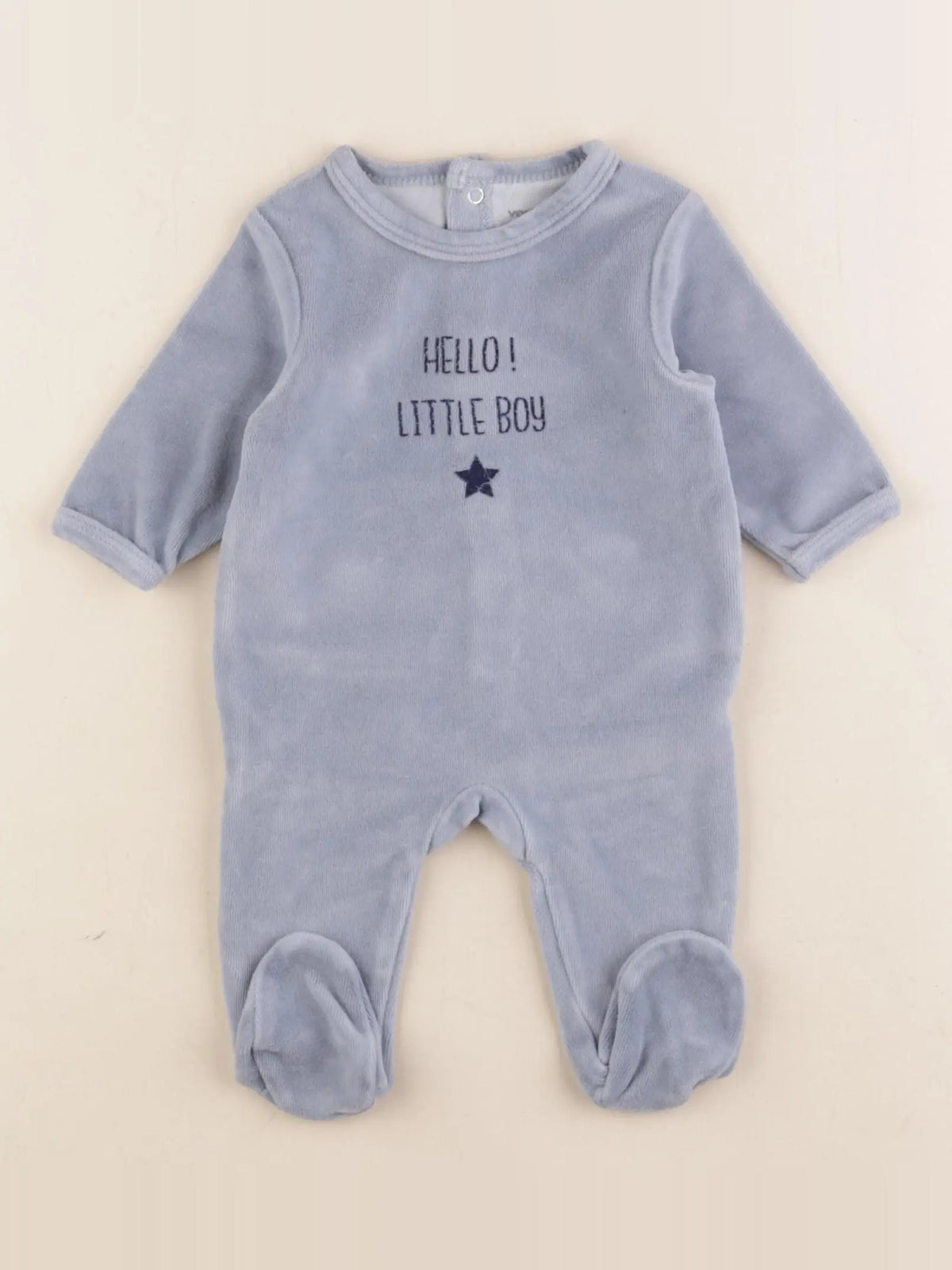 Vertbaudet - pyjama velours bleu - 1 mois