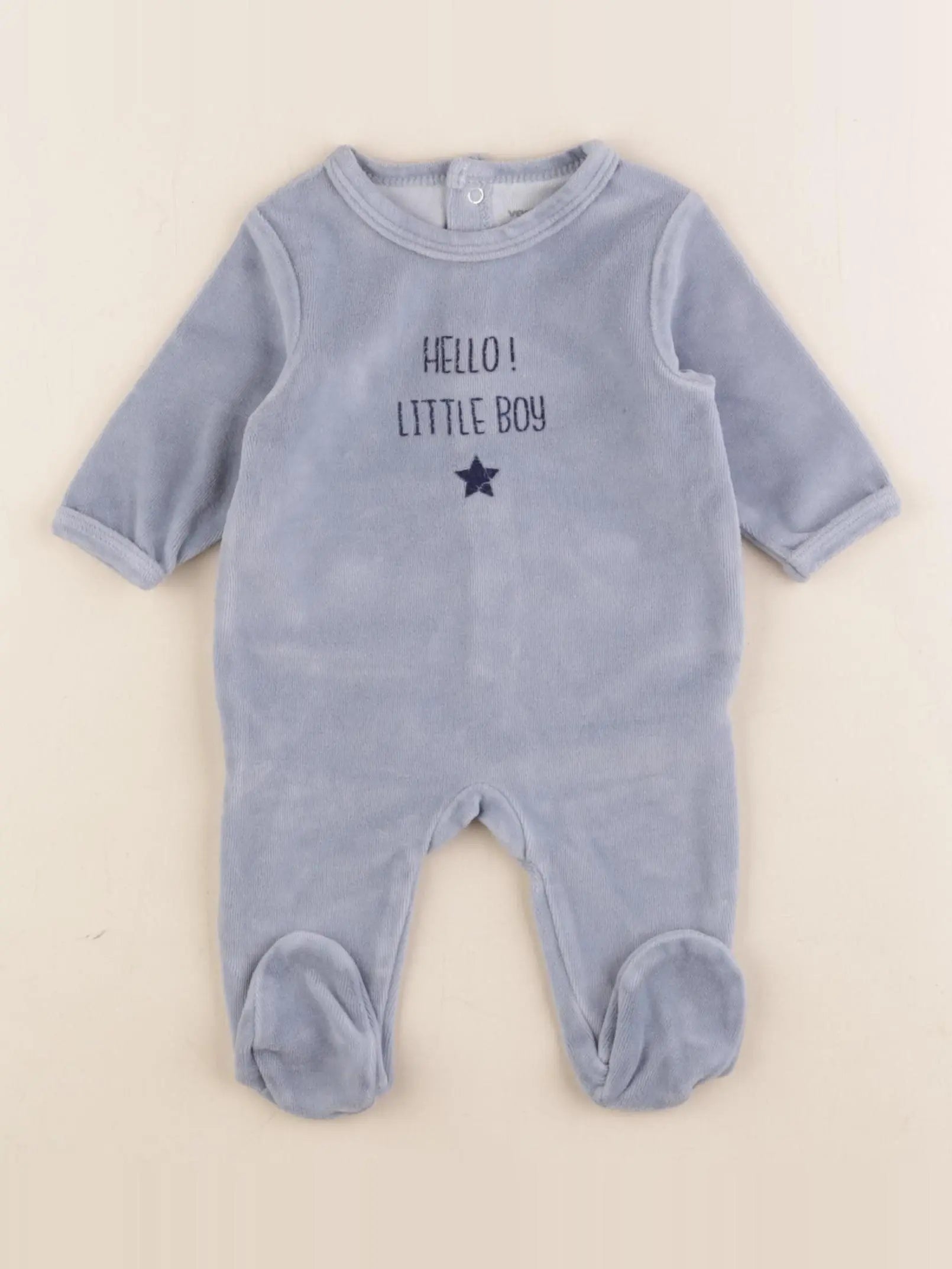 Vertbaudet - pyjama velours bleu - 1 mois