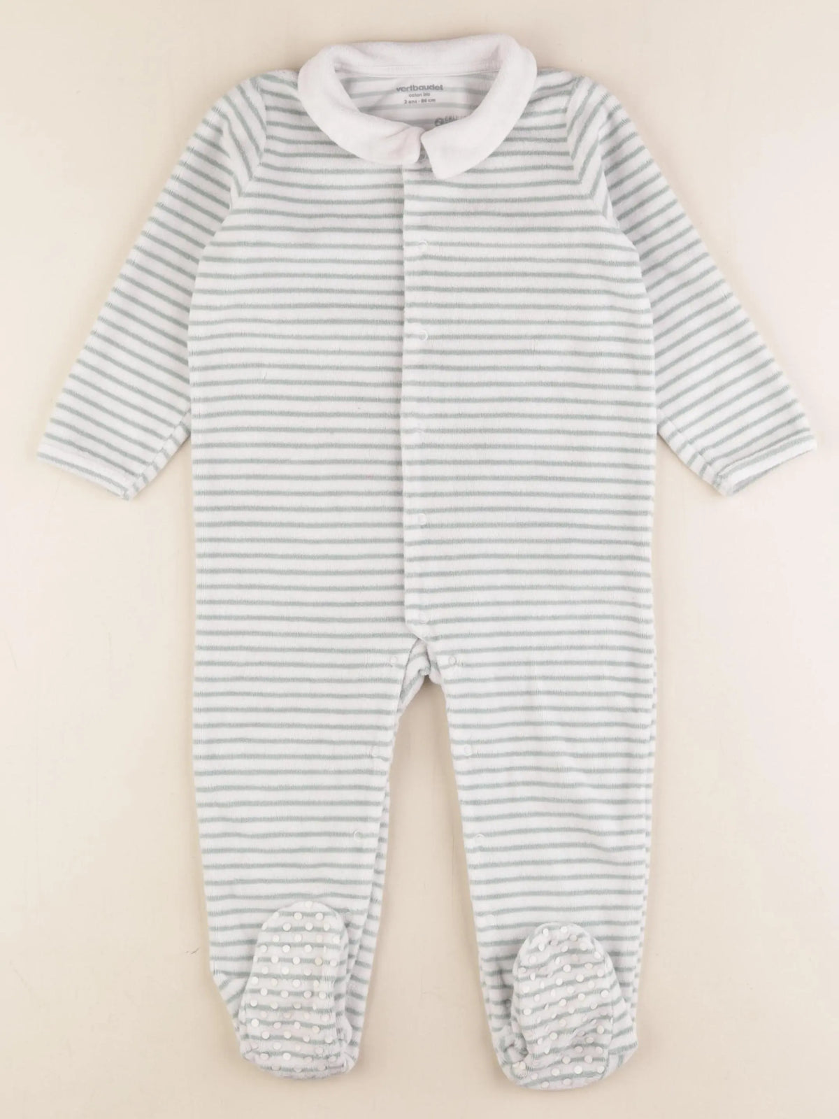 Vertbaudet - pyjama velours vert - 2 ans