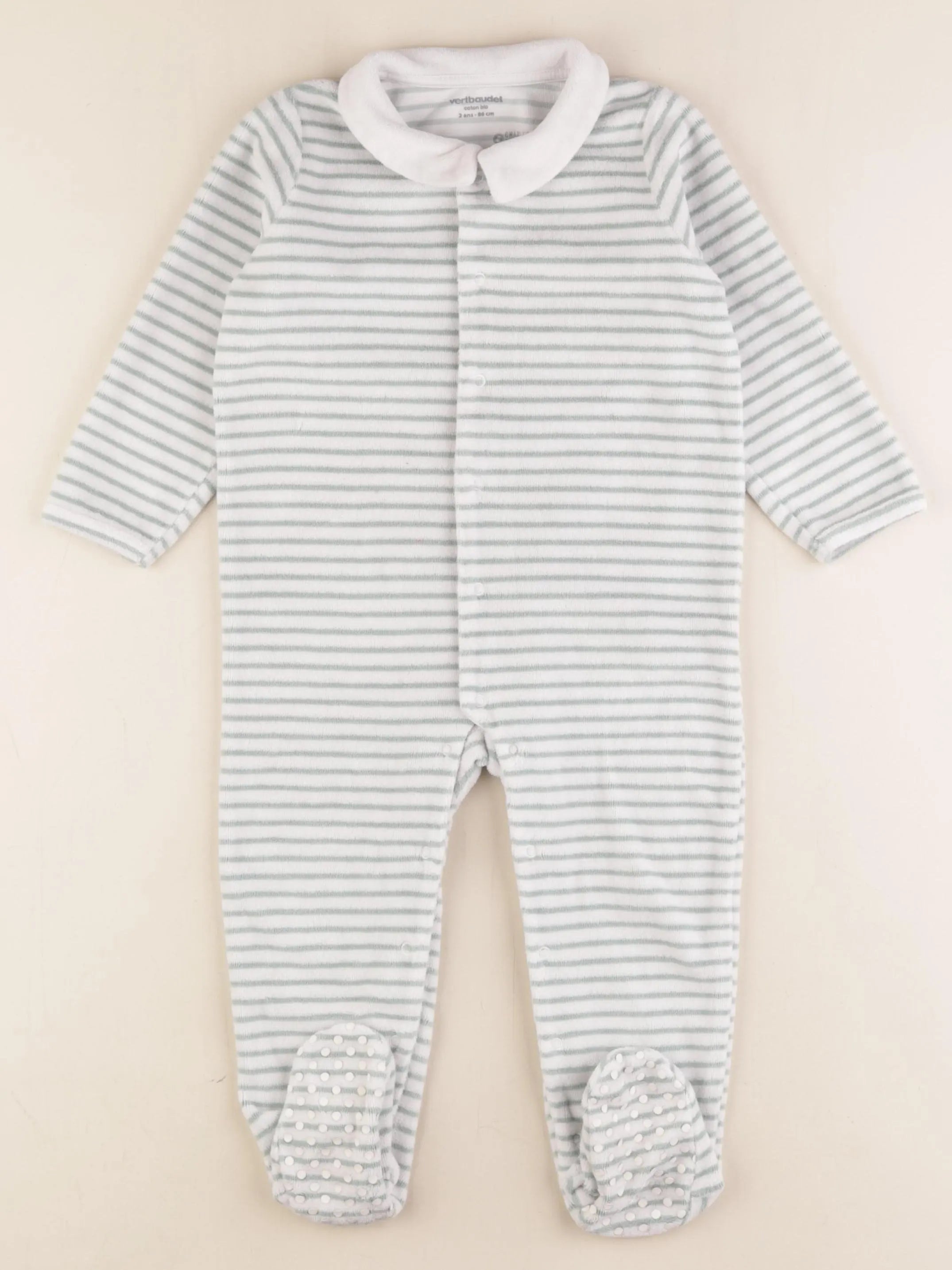 Vertbaudet - pyjama velours vert - 2 ans