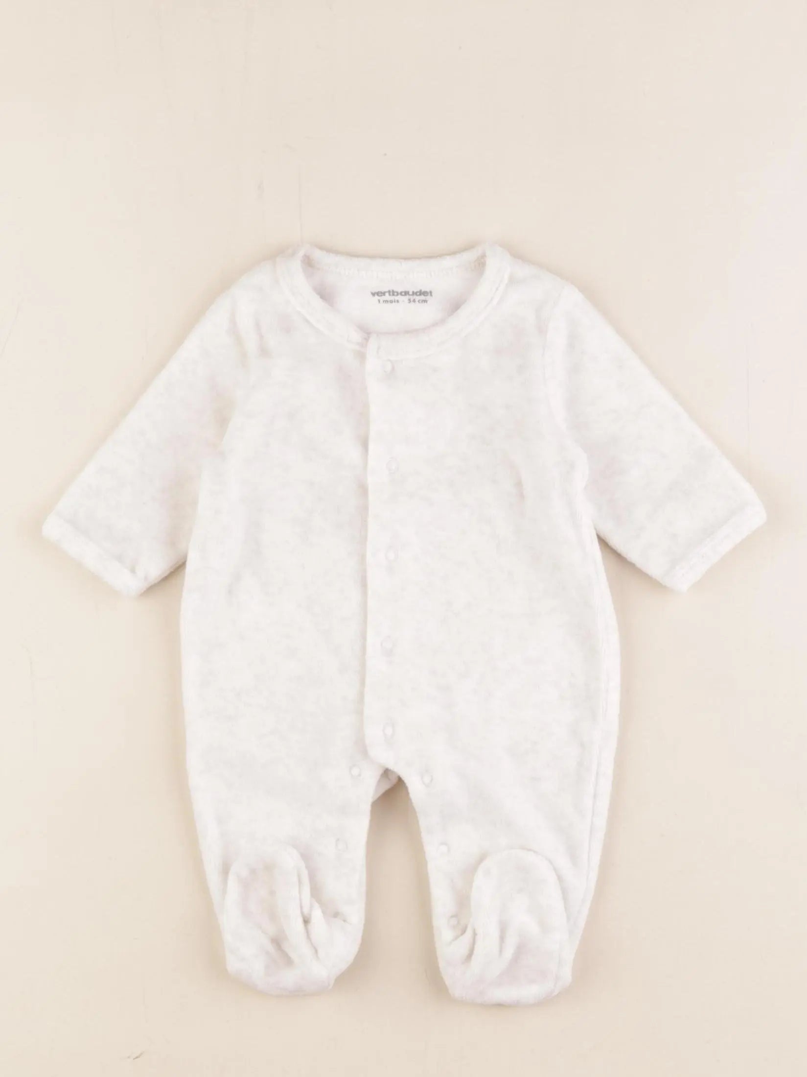 Vertbaudet - pyjama velours blanc - 1 mois