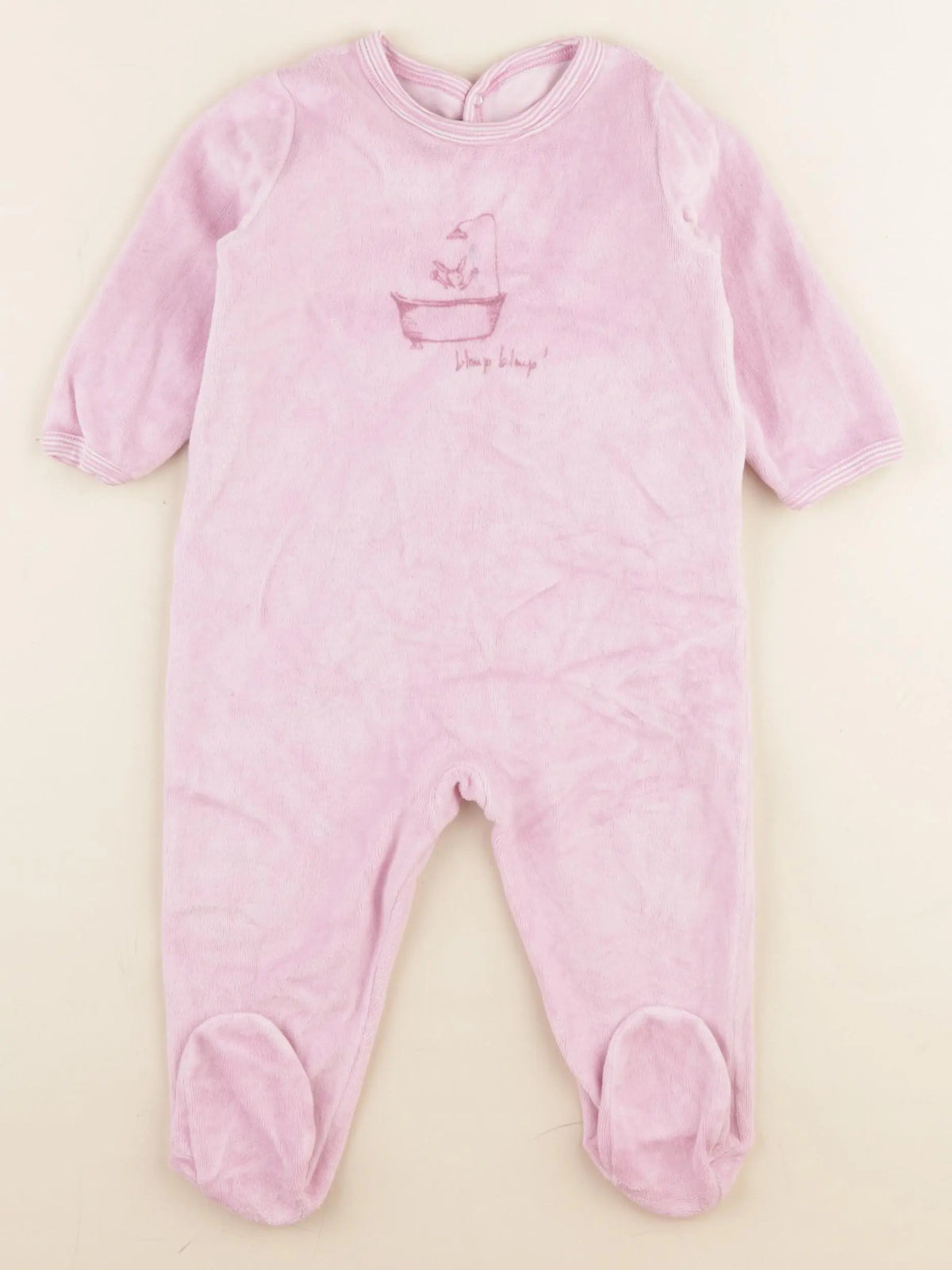 Petit Bateau - pyjama velours rose - 12 mois