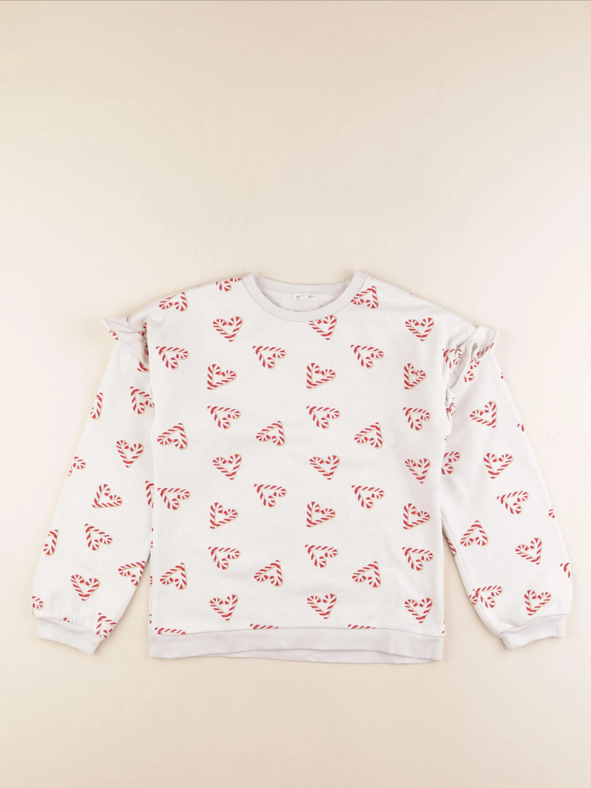Vertbaudet - sweat blanc, rouge - 10 ans