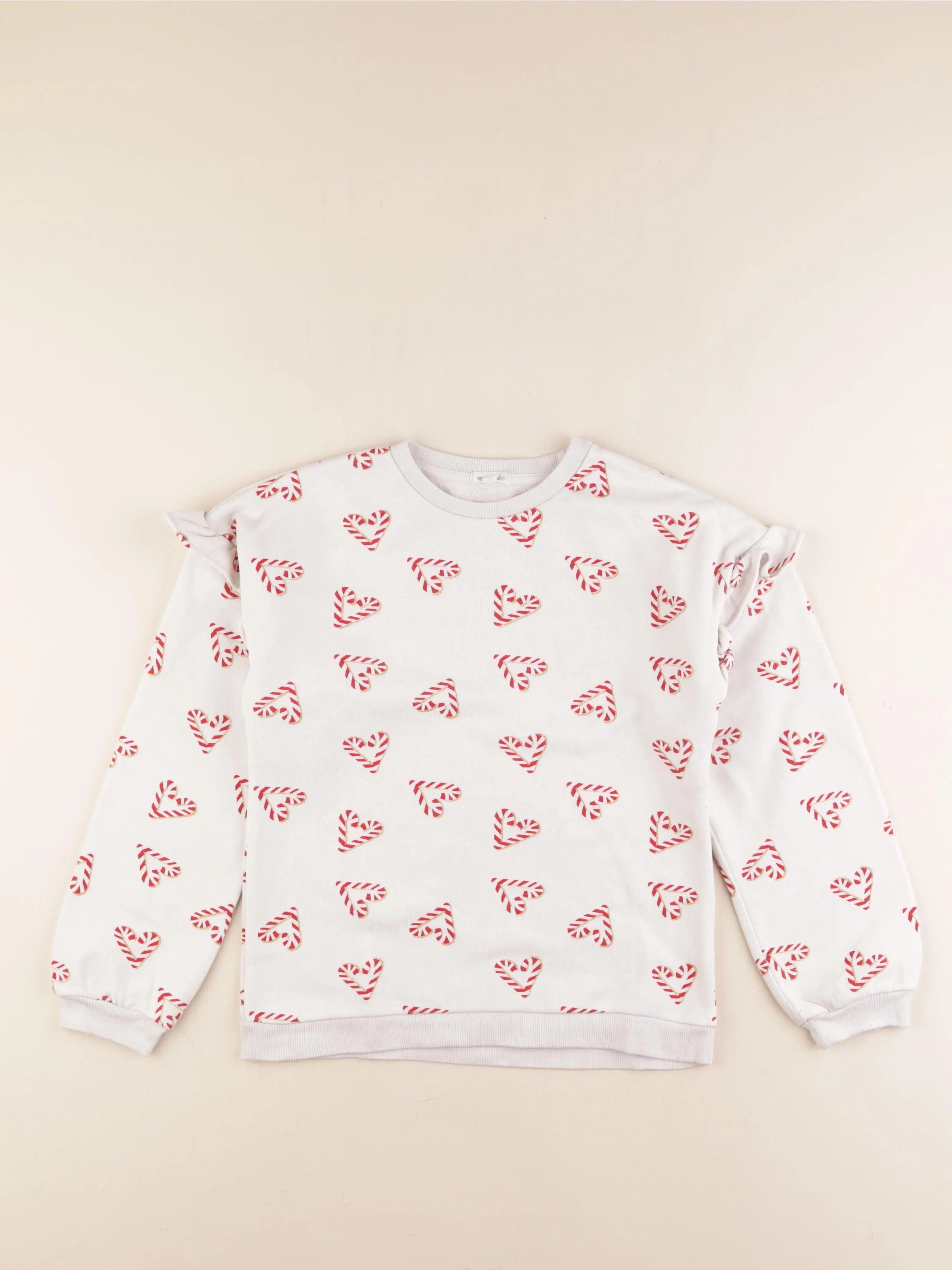 Vertbaudet - sweat blanc, rouge - 10 ans