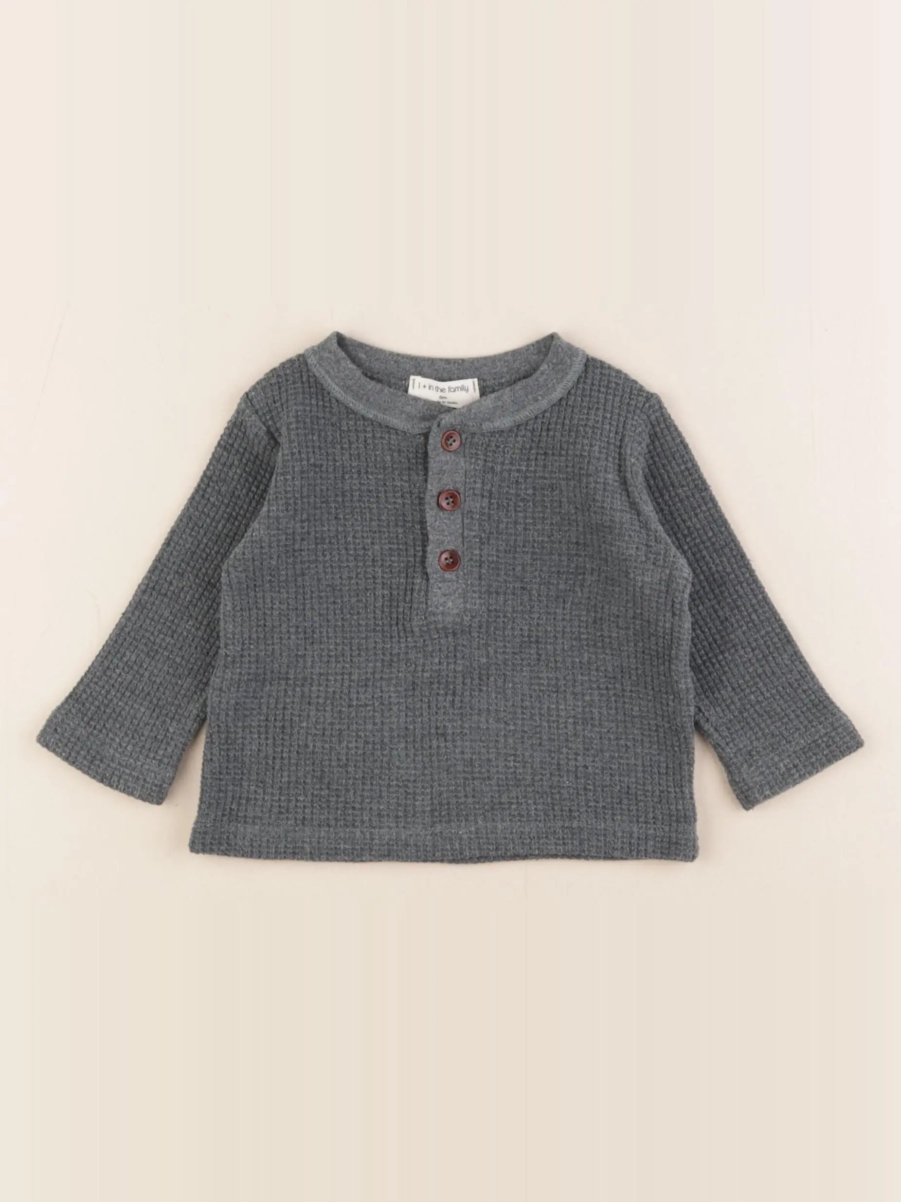 1+ In the family - tee-shirt gris - 6 mois