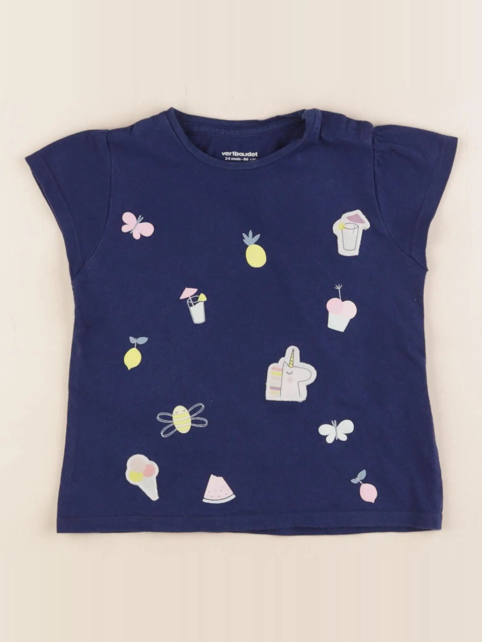 Vertbaudet - tee-shirt bleu - 24 mois