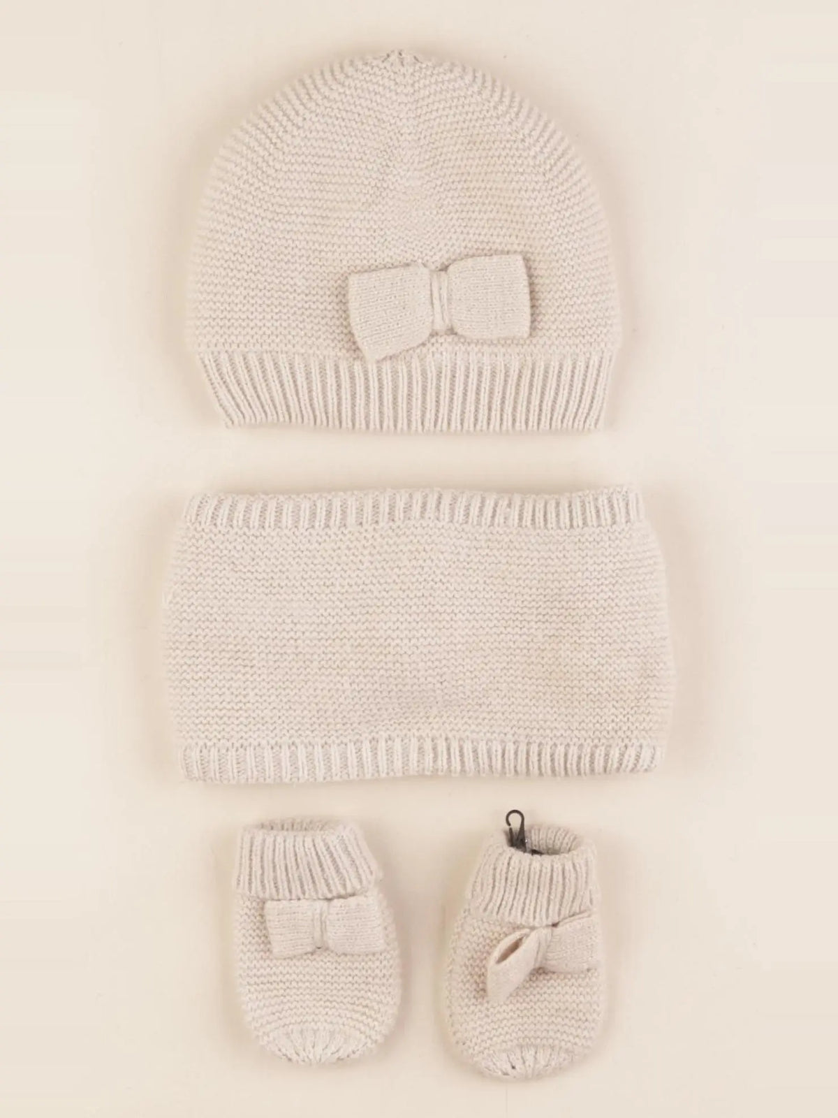 Vertbaudet - ensemble bonnet/moufles/tour de cou beige, or - 12/18 mois