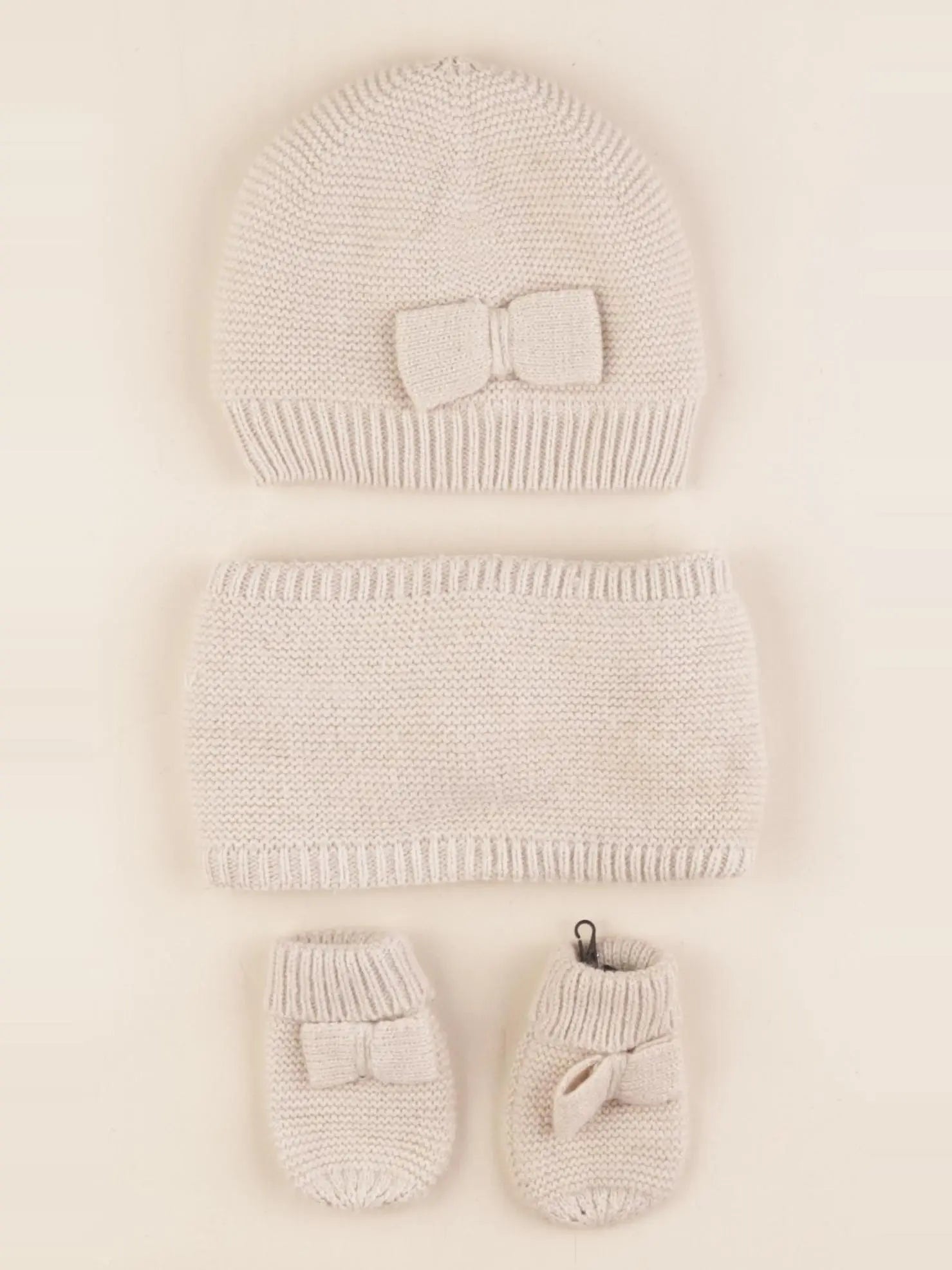 Vertbaudet - ensemble bonnet/moufles/tour de cou beige, or - 12/18 mois