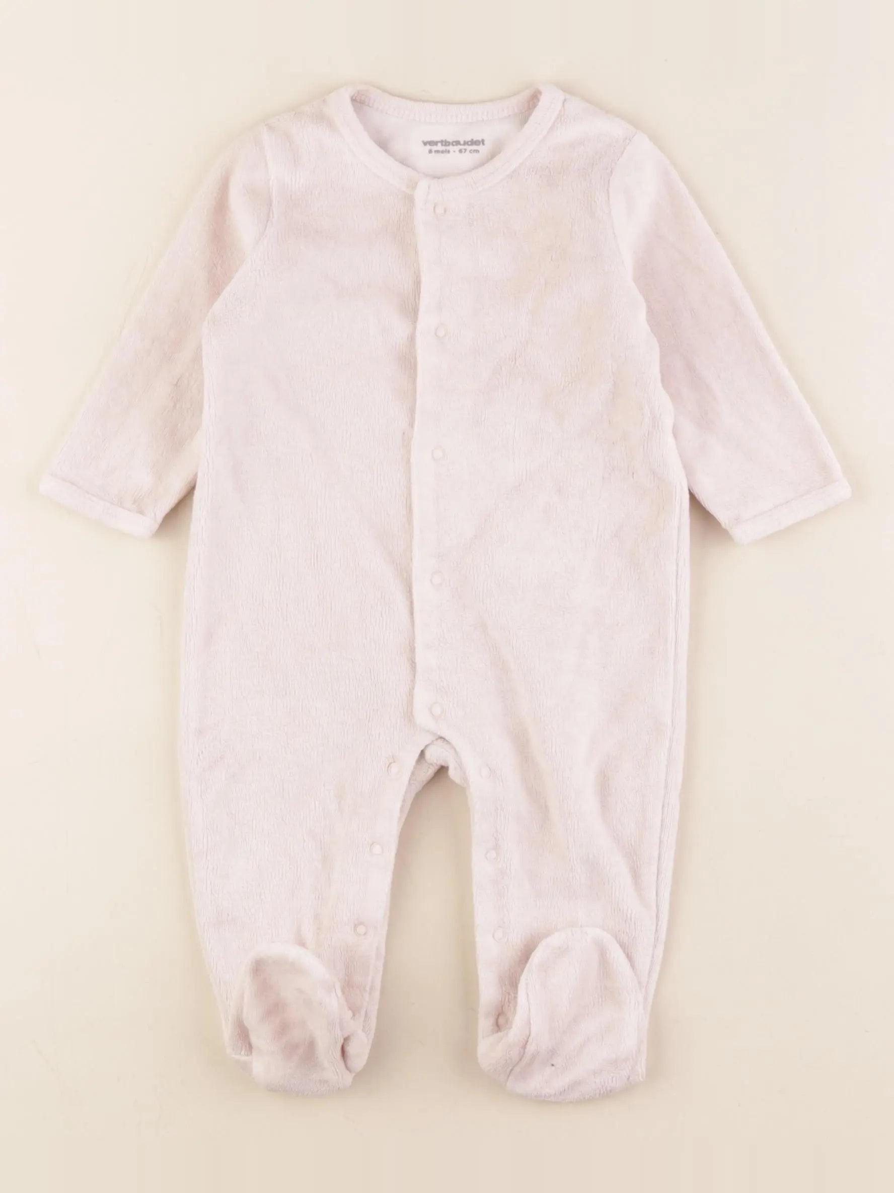 Vertbaudet - pyjama velours rose - 6 mois