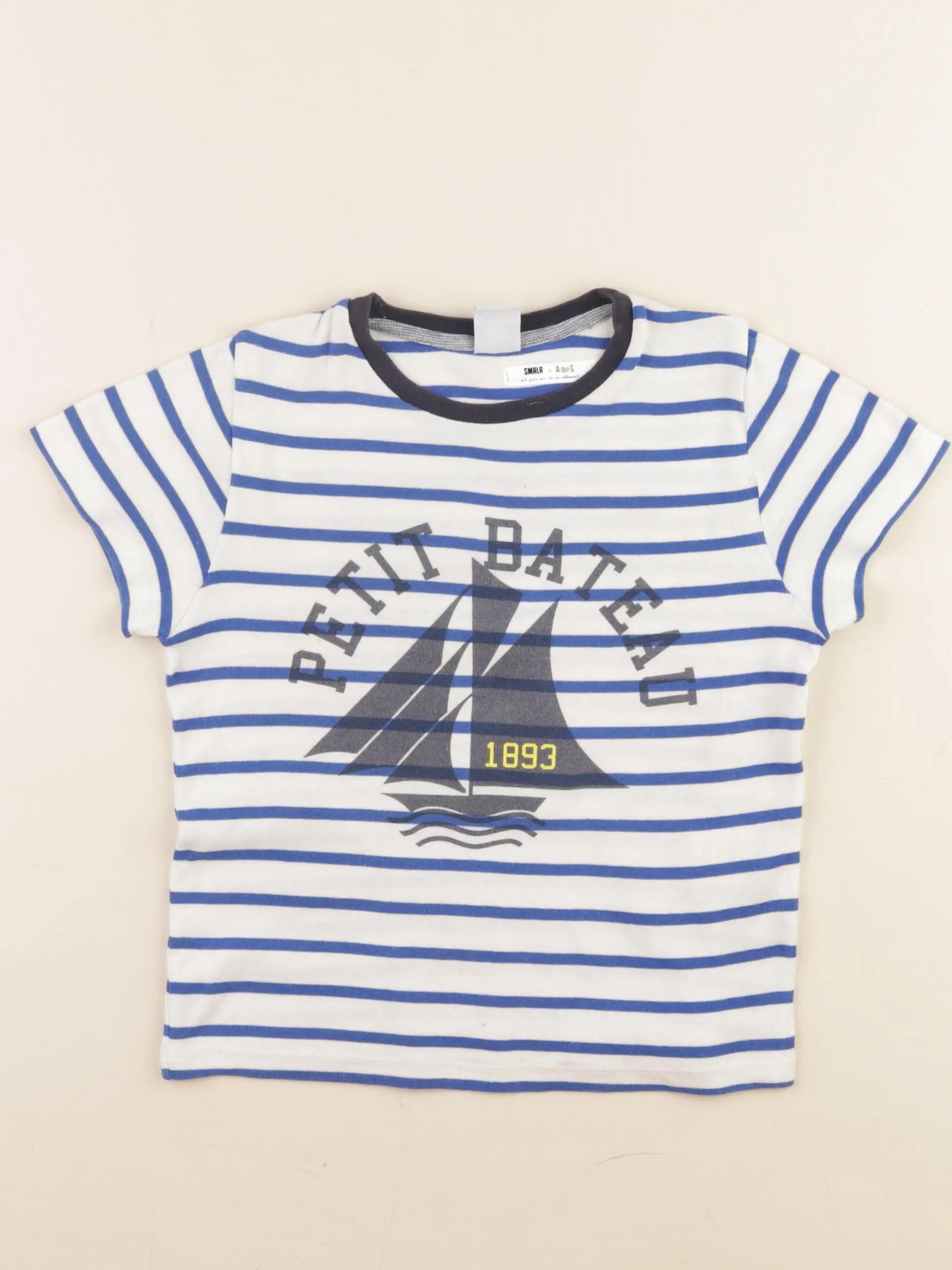 Petit Bateau - tee-shirt blanc, bleu - 5 ans