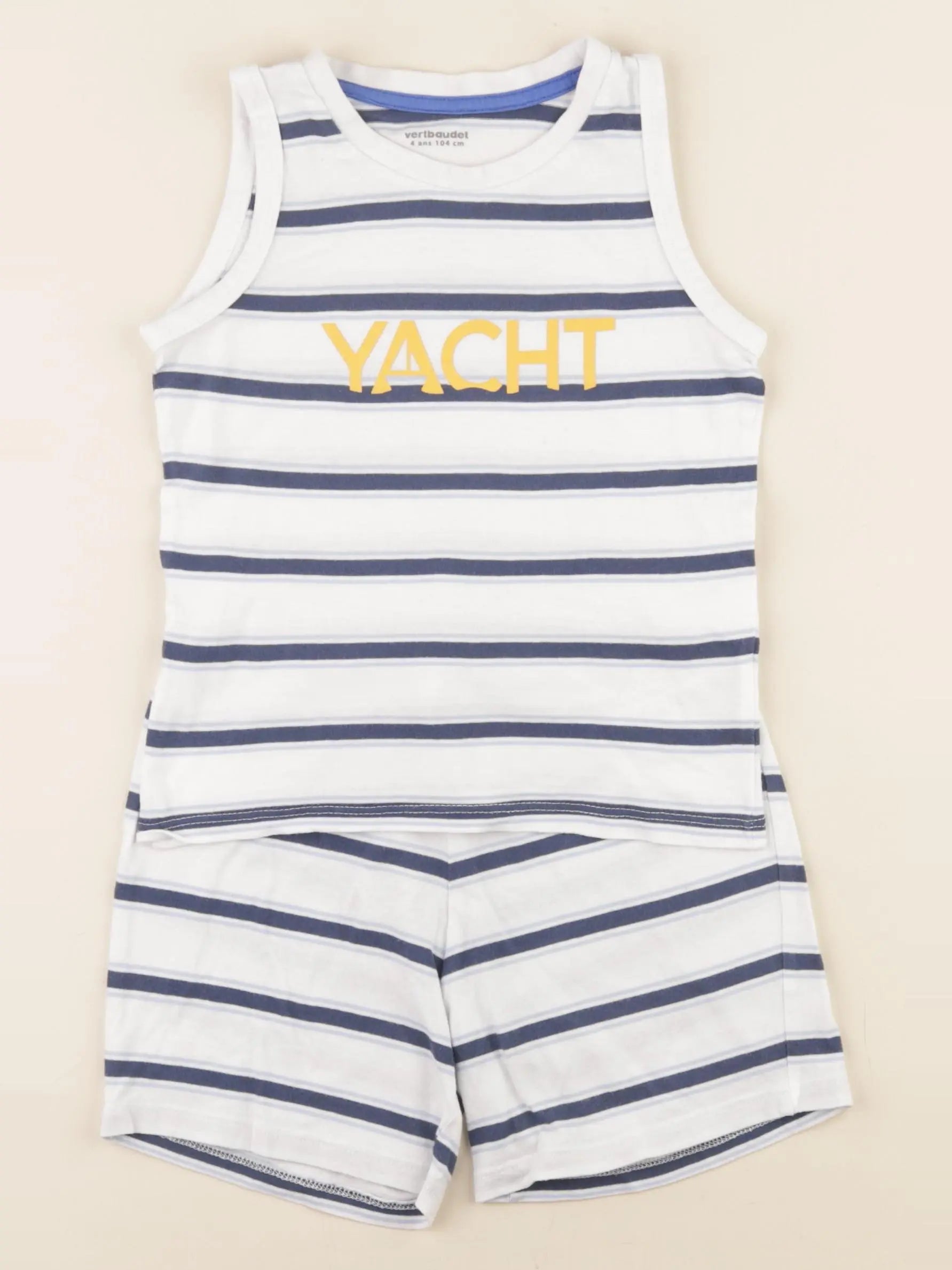 Vertbaudet - pyjama coton bleu, blanc - 4 ans
