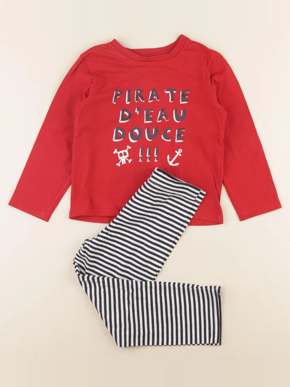 Vertbaudet - pyjama coton bleu, rouge - 5 ans