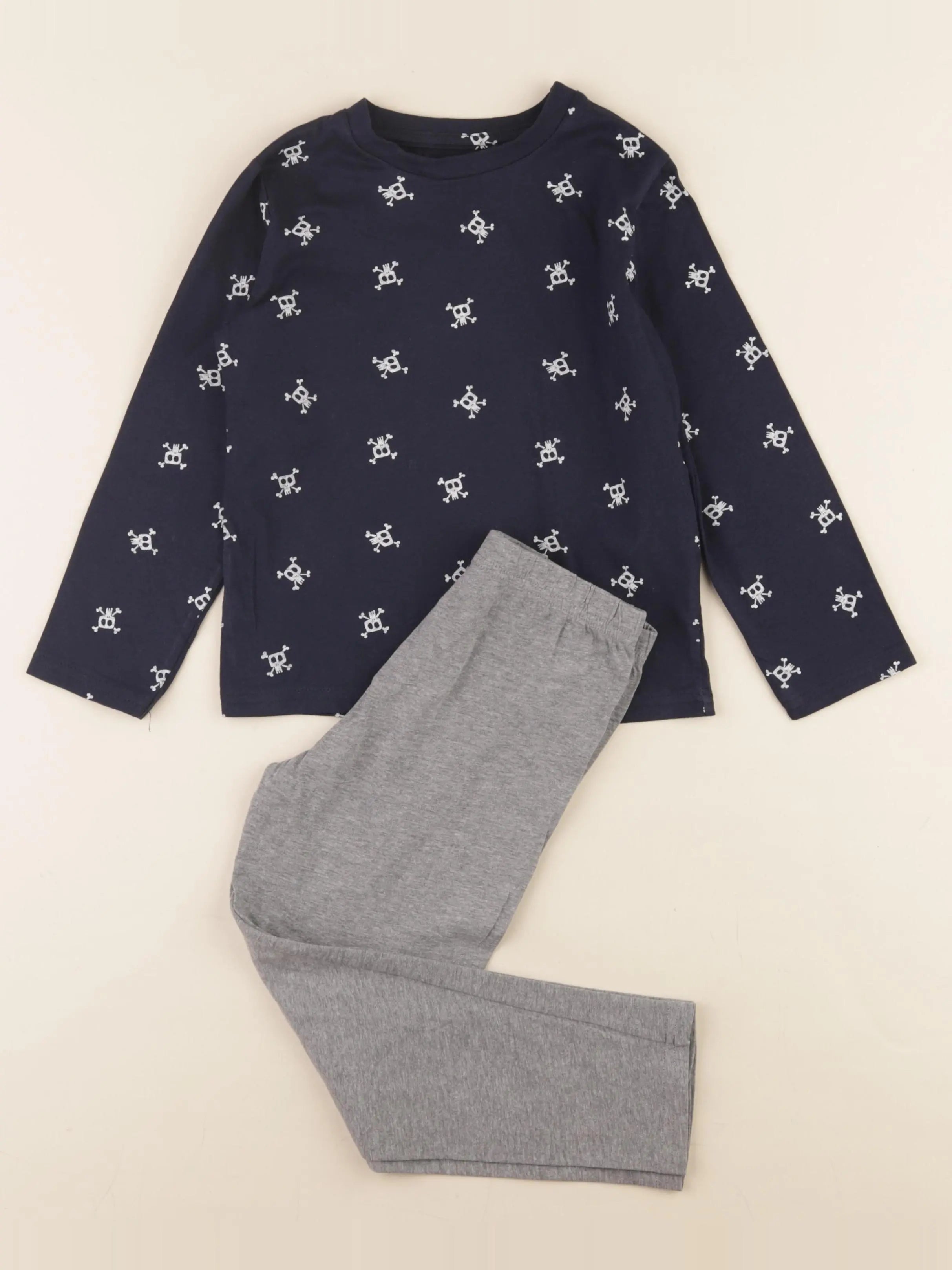 Vertbaudet - pyjama coton bleu, gris - 5 ans