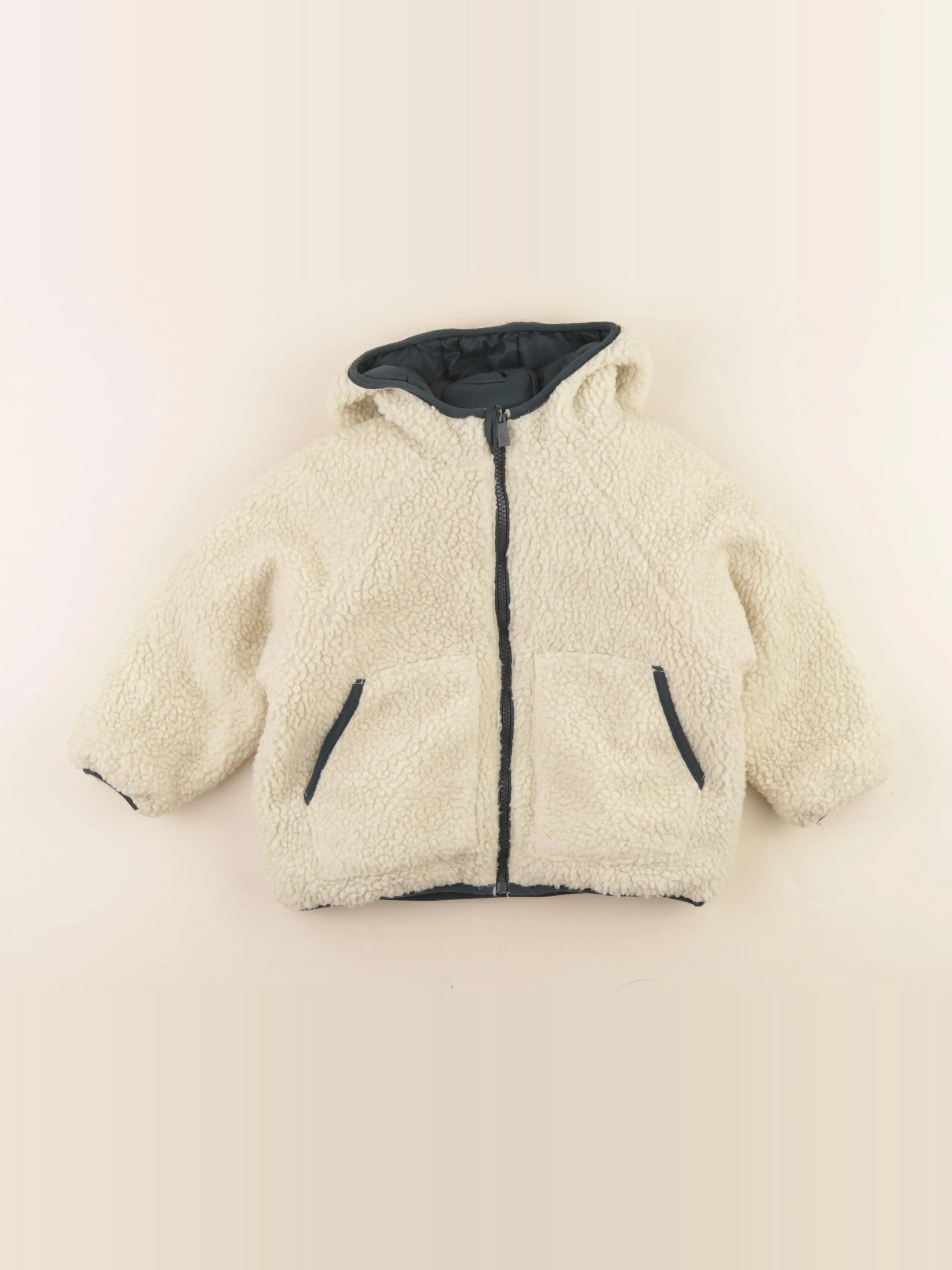 Vertbaudet - doudoune réversible beige, vert - 3 ans