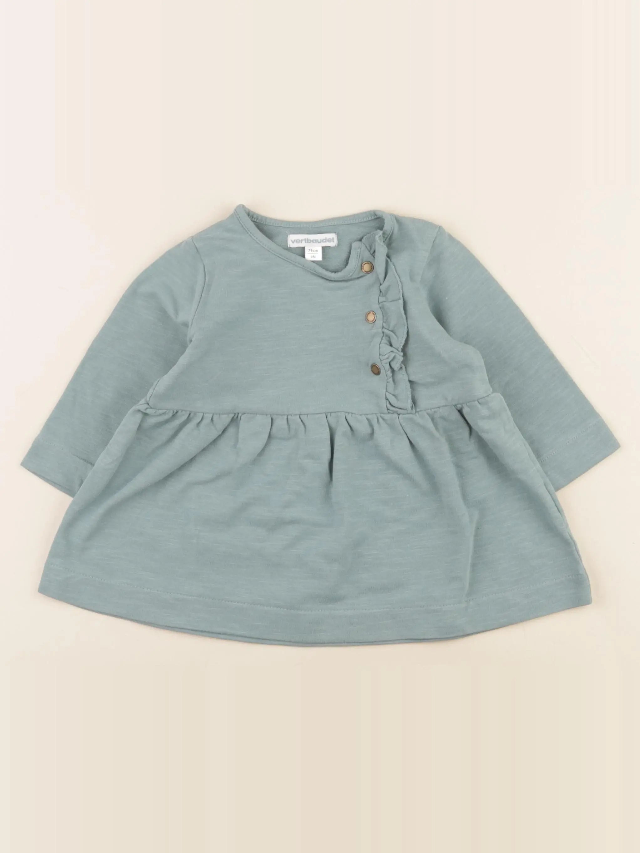 Vertbaudet - robe vert - 9 mois