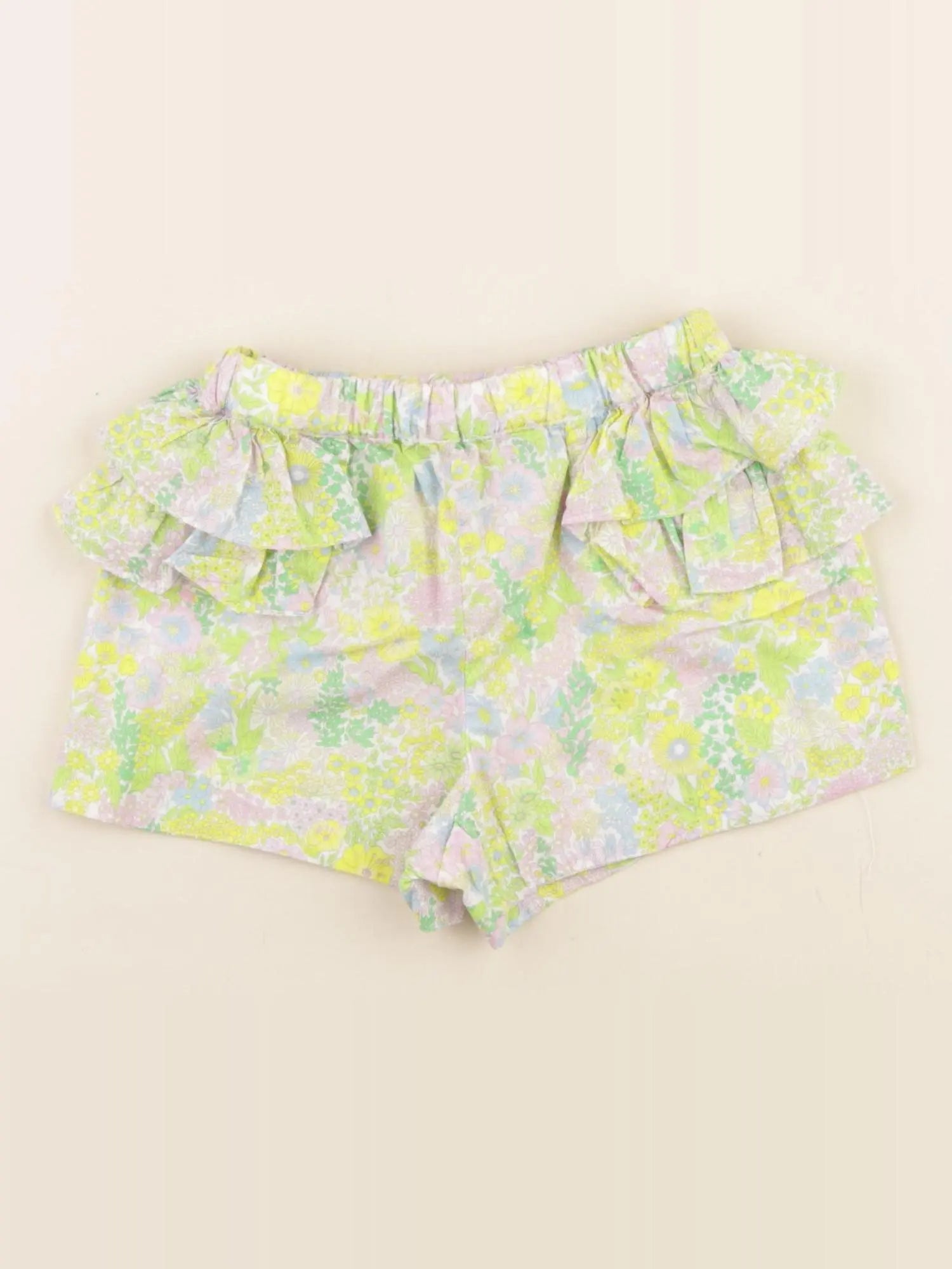 Jacadi - short volants au dos, liberty vert - 24 mois