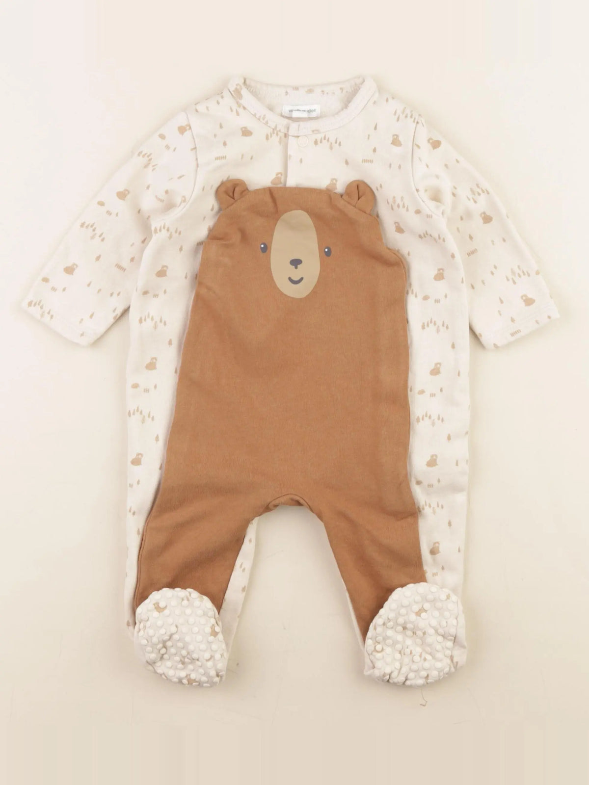 Vertbaudet - pyjama coton beige - 9 mois