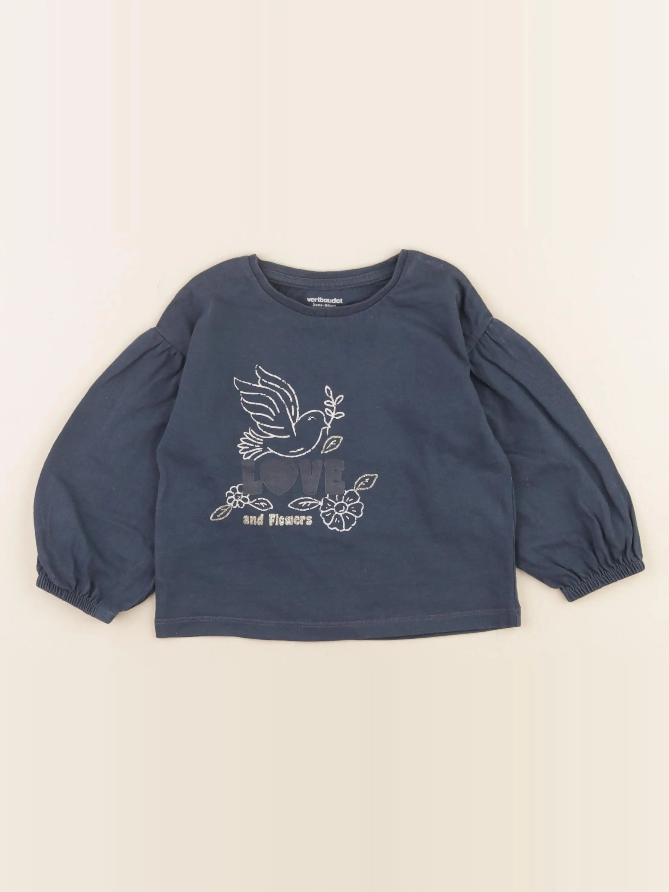 Vertbaudet - tee-shirt bleu - 2 ans